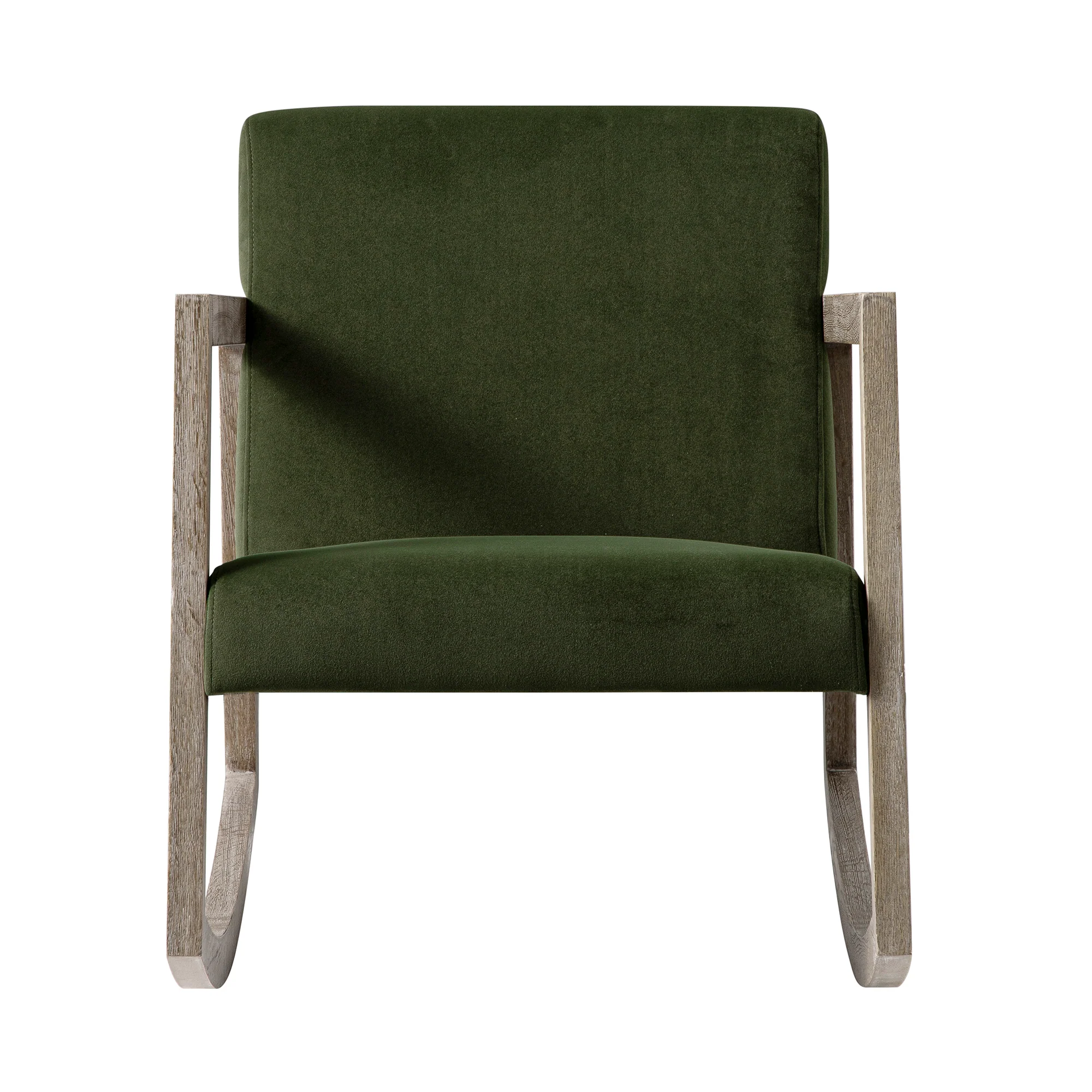 Fyne Moss Green Velvet Rocking Weathered Oak Armchair - Image 7