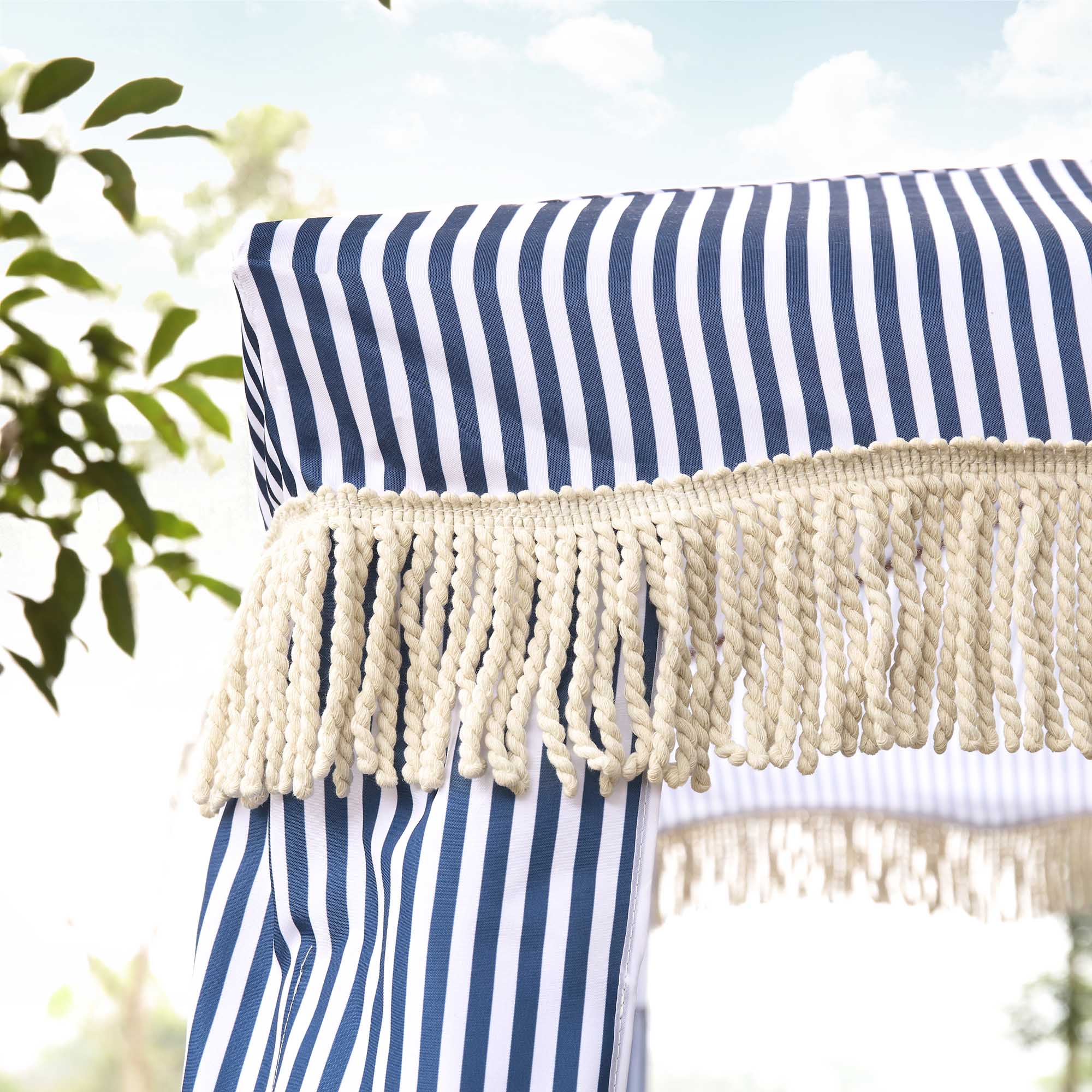 Gabriel Blue and White Striped Fringed Cabana - Image 2