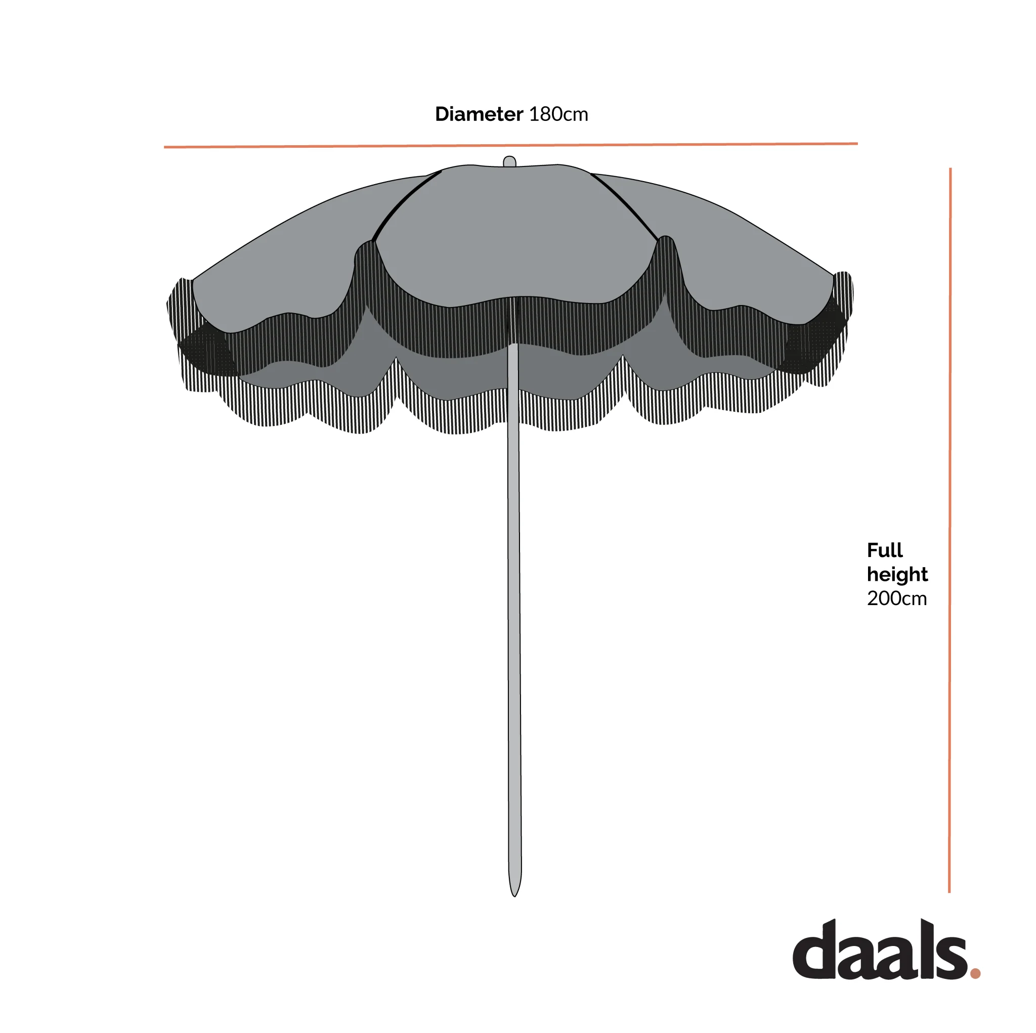 Gabriel Blue and White Striped Fringed Parasol with Tilt - Image 8