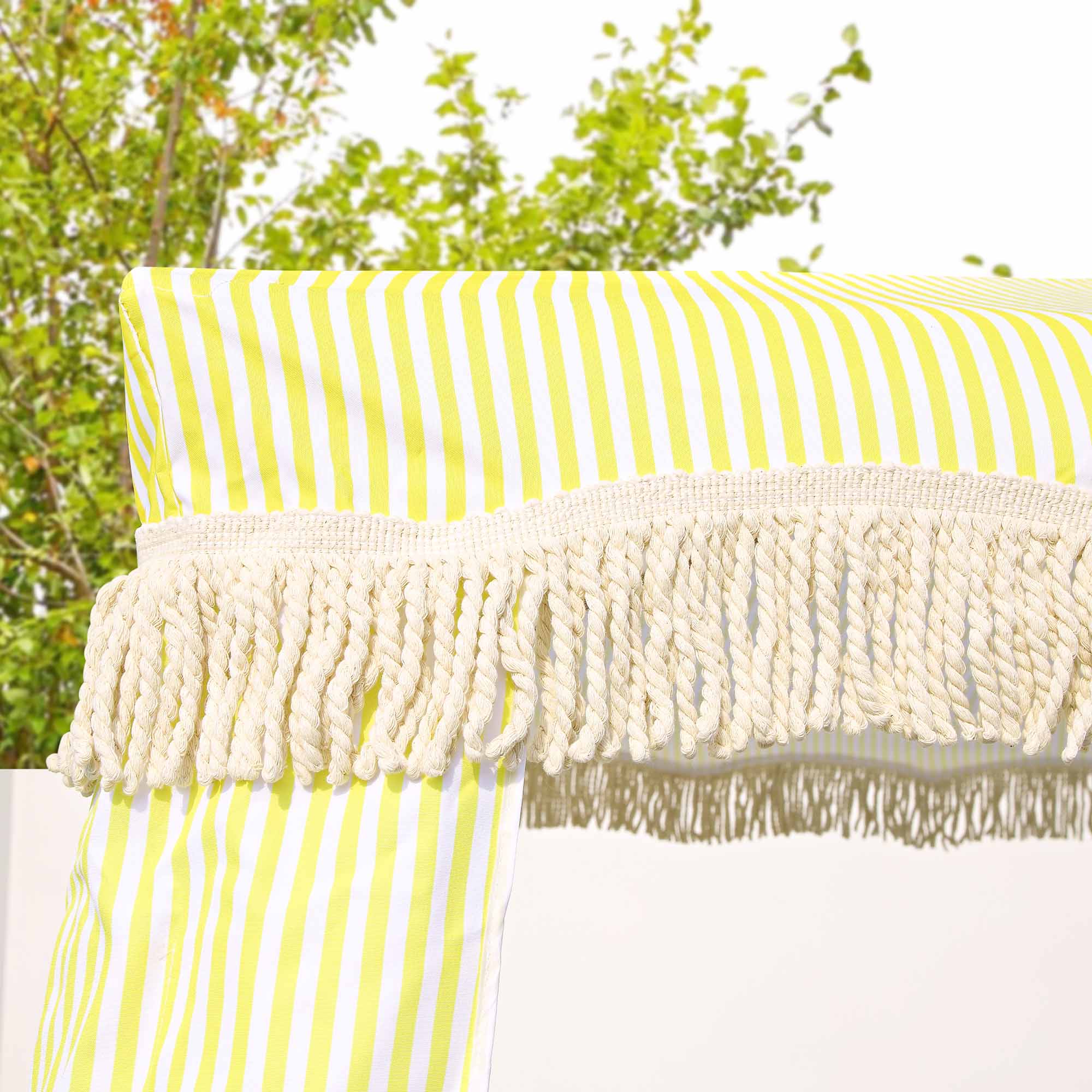 Gabriel Yellow and White Striped Fringed Cabana - Image 2