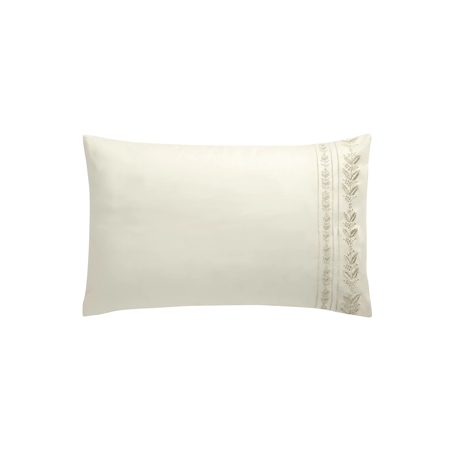 Gabrielle Ivory Leaf Embroidered 600 Thread Count Cotton Sateen Regular Pillowcases - Pair - Image 2