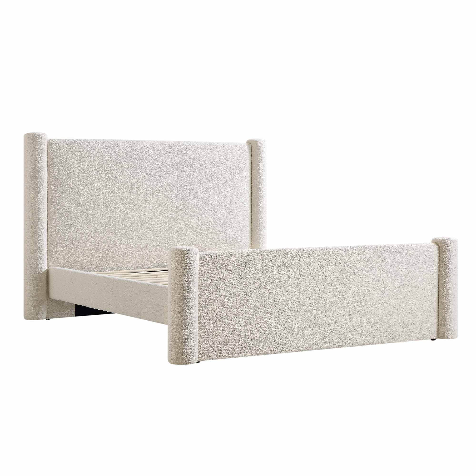 Galerie Beige Boucle Pillar Upholstered Bed - Image 5