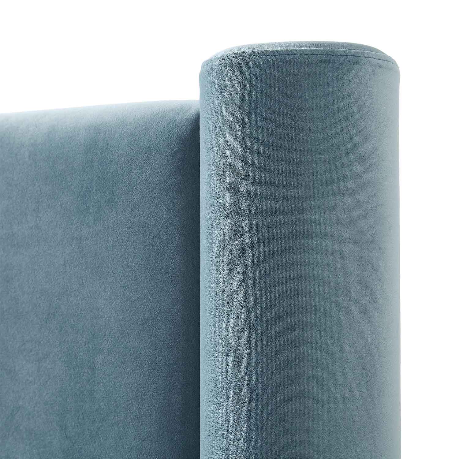 Galerie Misty Blue Velvet Pillar Upholstered Bed - Image 11