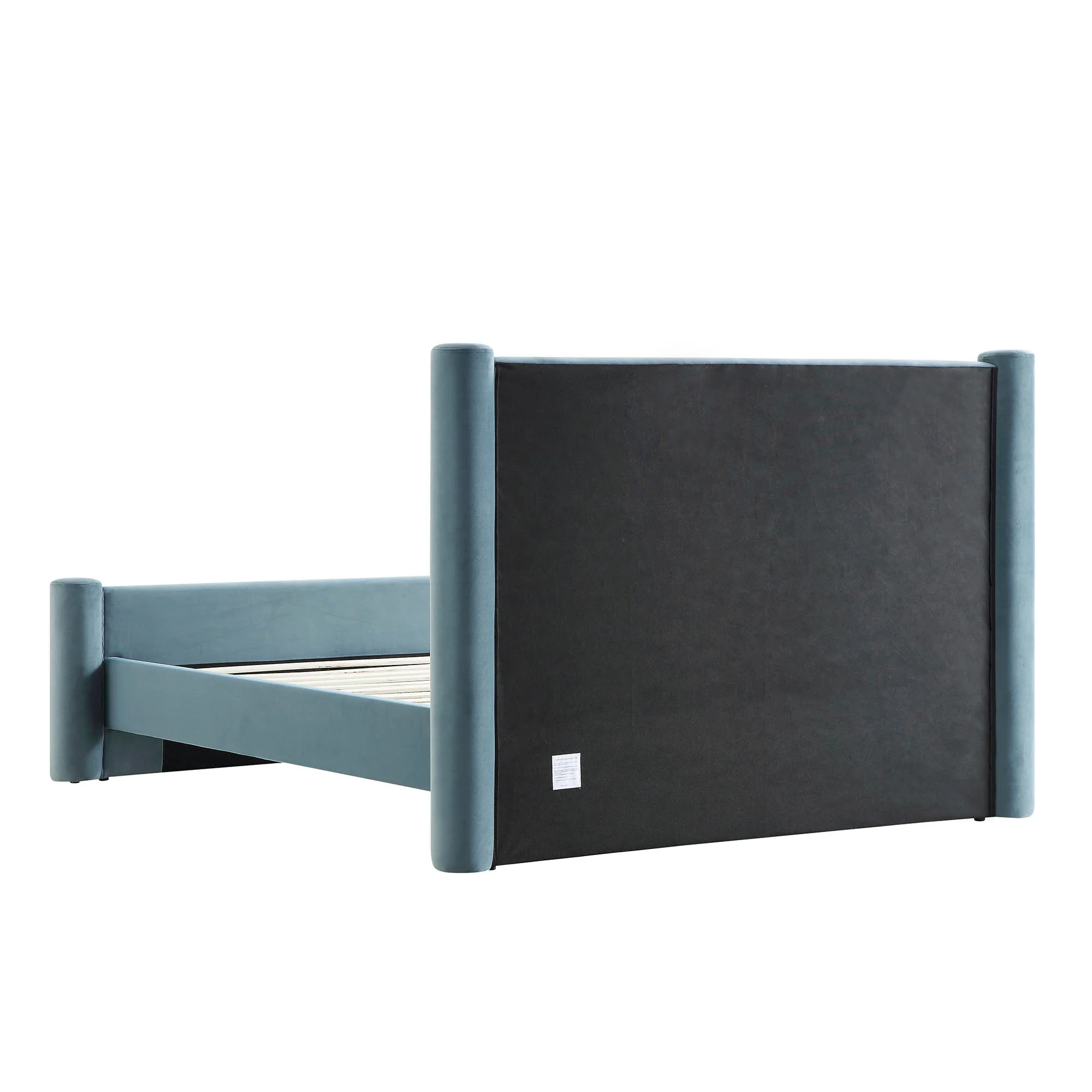 Galerie Misty Blue Velvet Pillar Upholstered Bed - Image 9