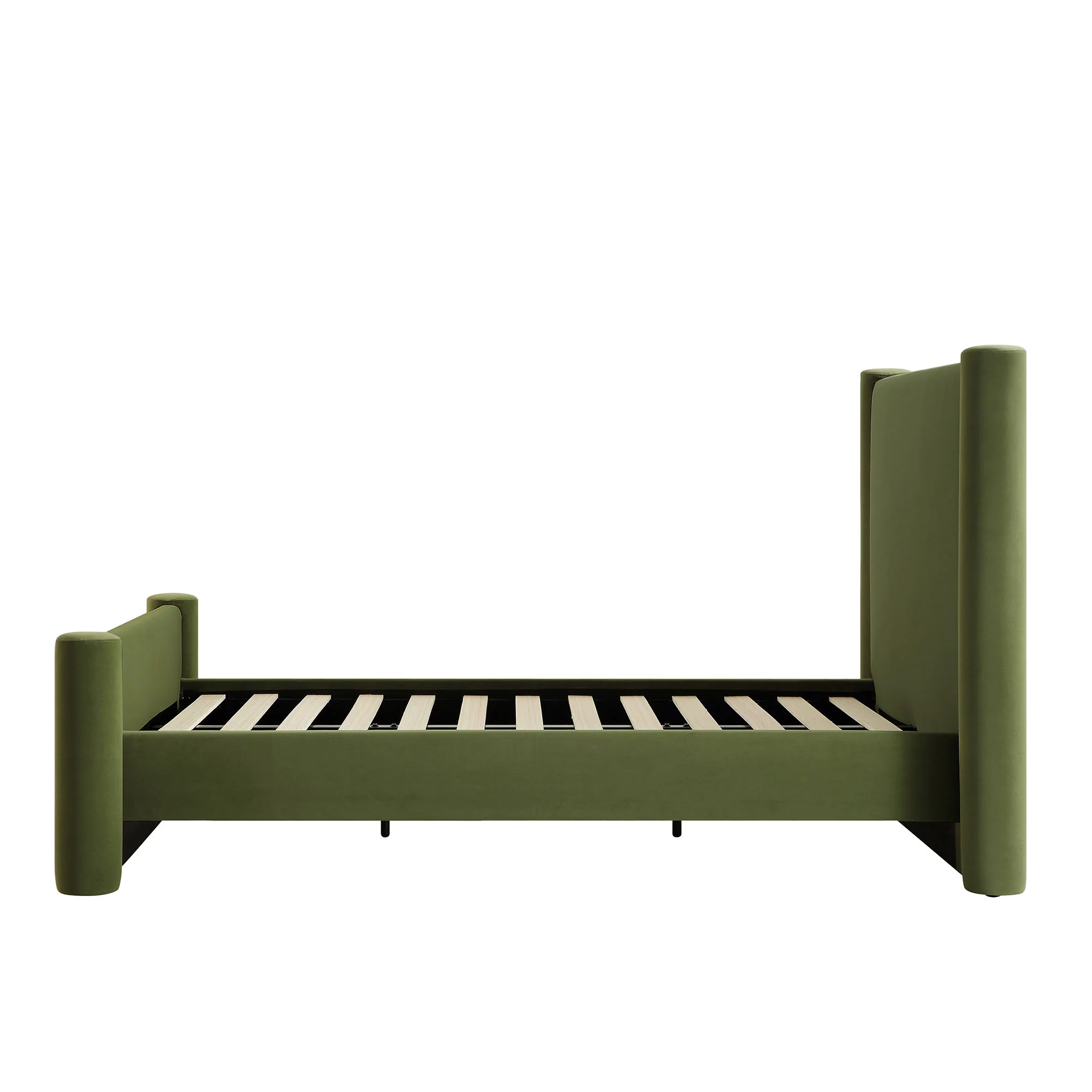 Galerie Moss Green Velvet Pillar Upholstered Bed - Image 8