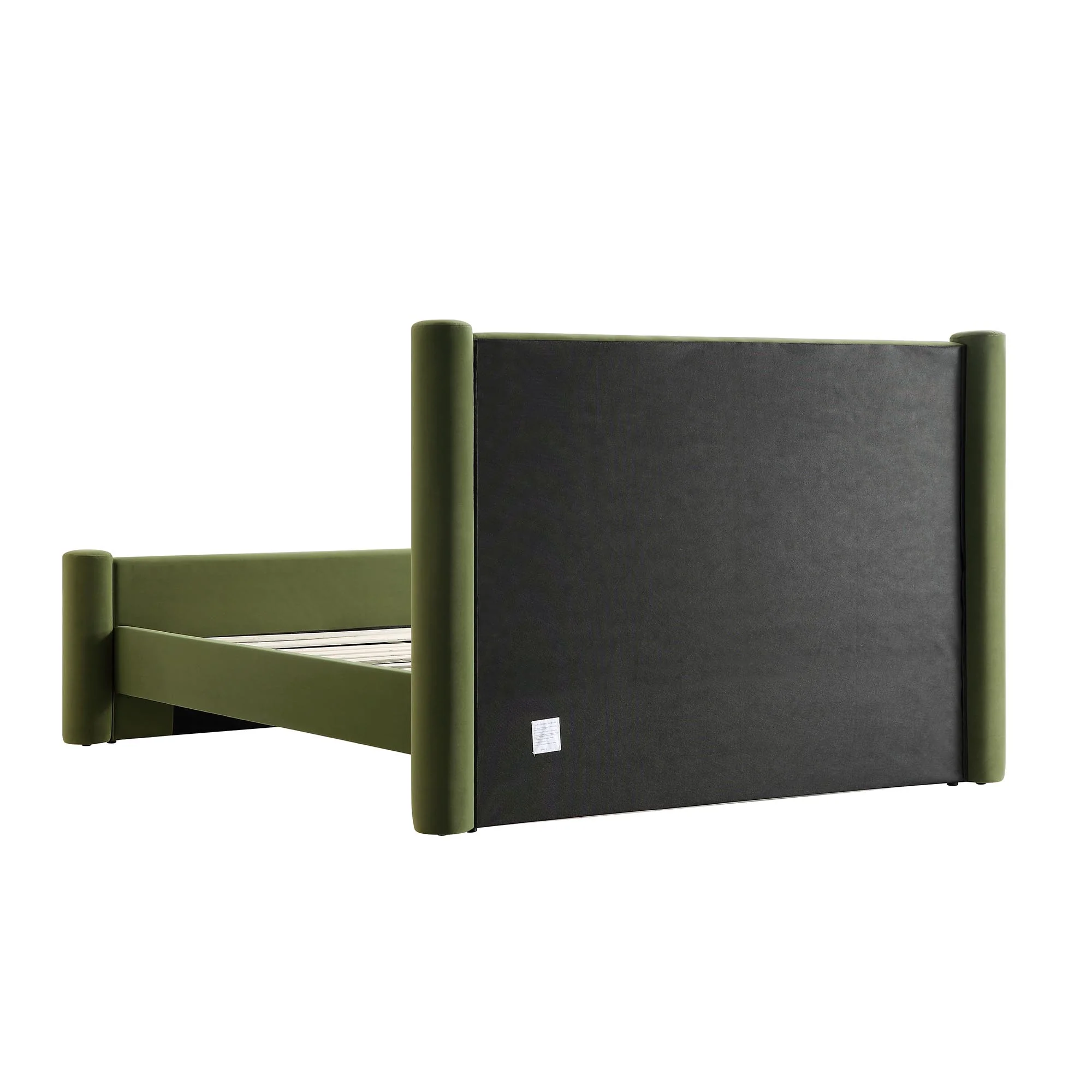 Galerie Moss Green Velvet Pillar Upholstered Bed - Image 9