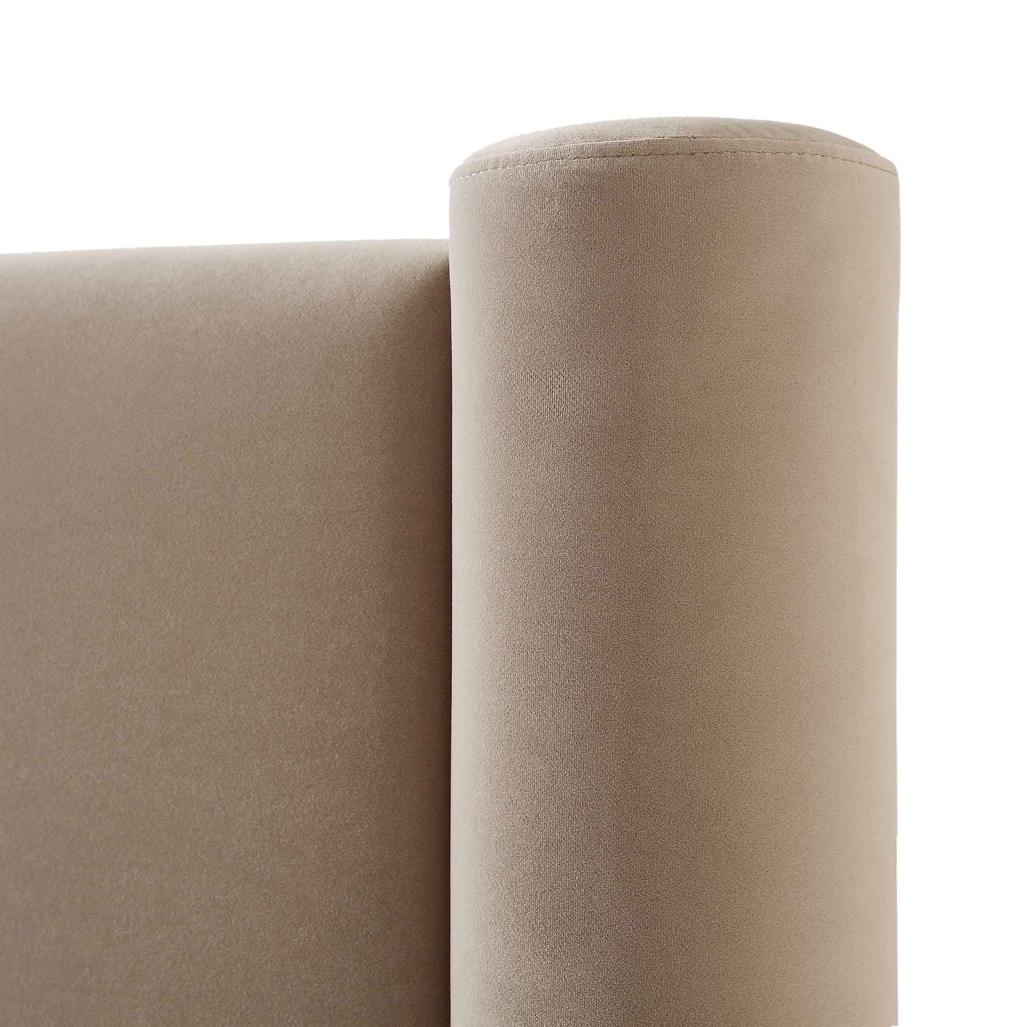 Galerie Taupe Velvet Pillar Upholstered Bed - Image 11