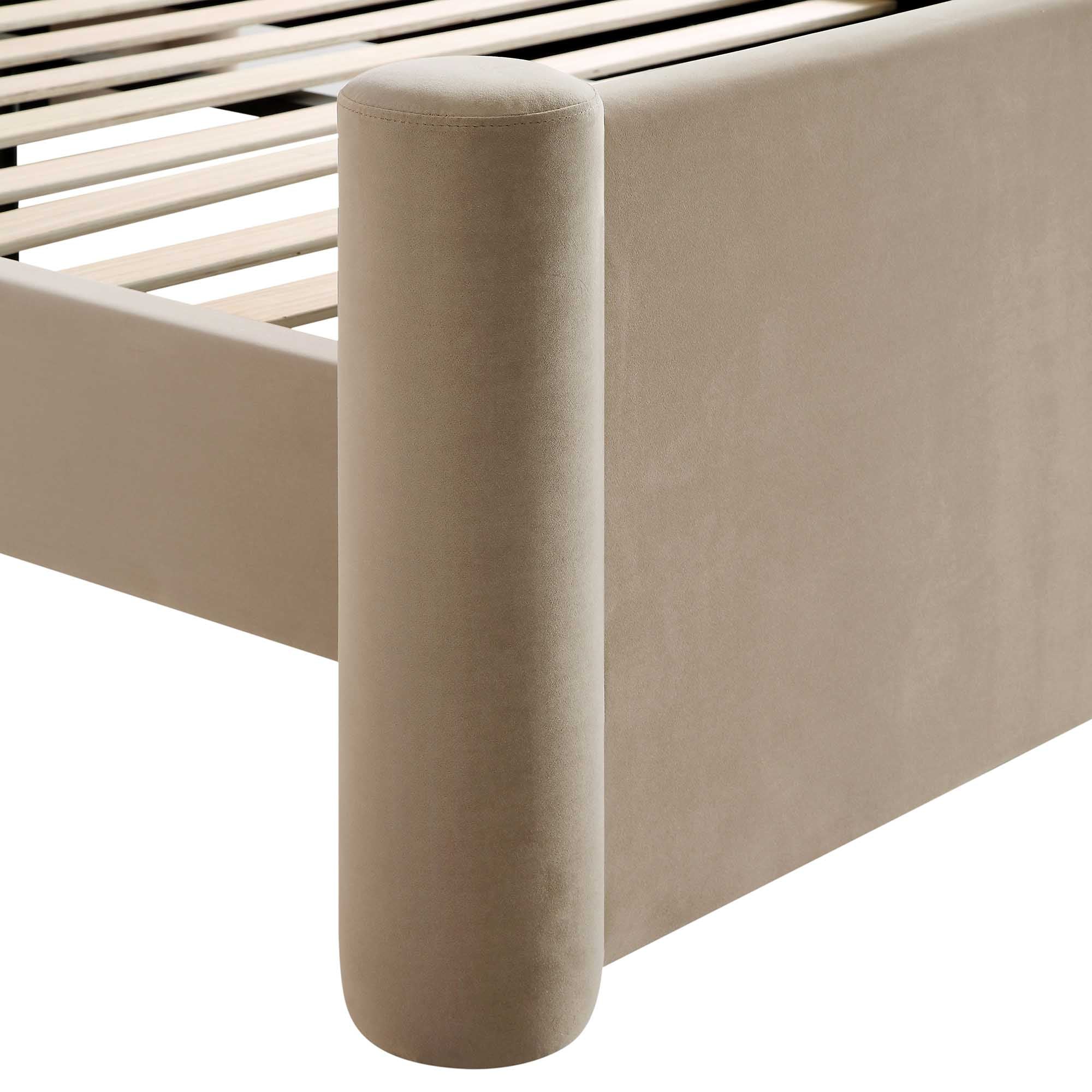 Galerie Taupe Velvet Pillar Upholstered Bed - Image 12