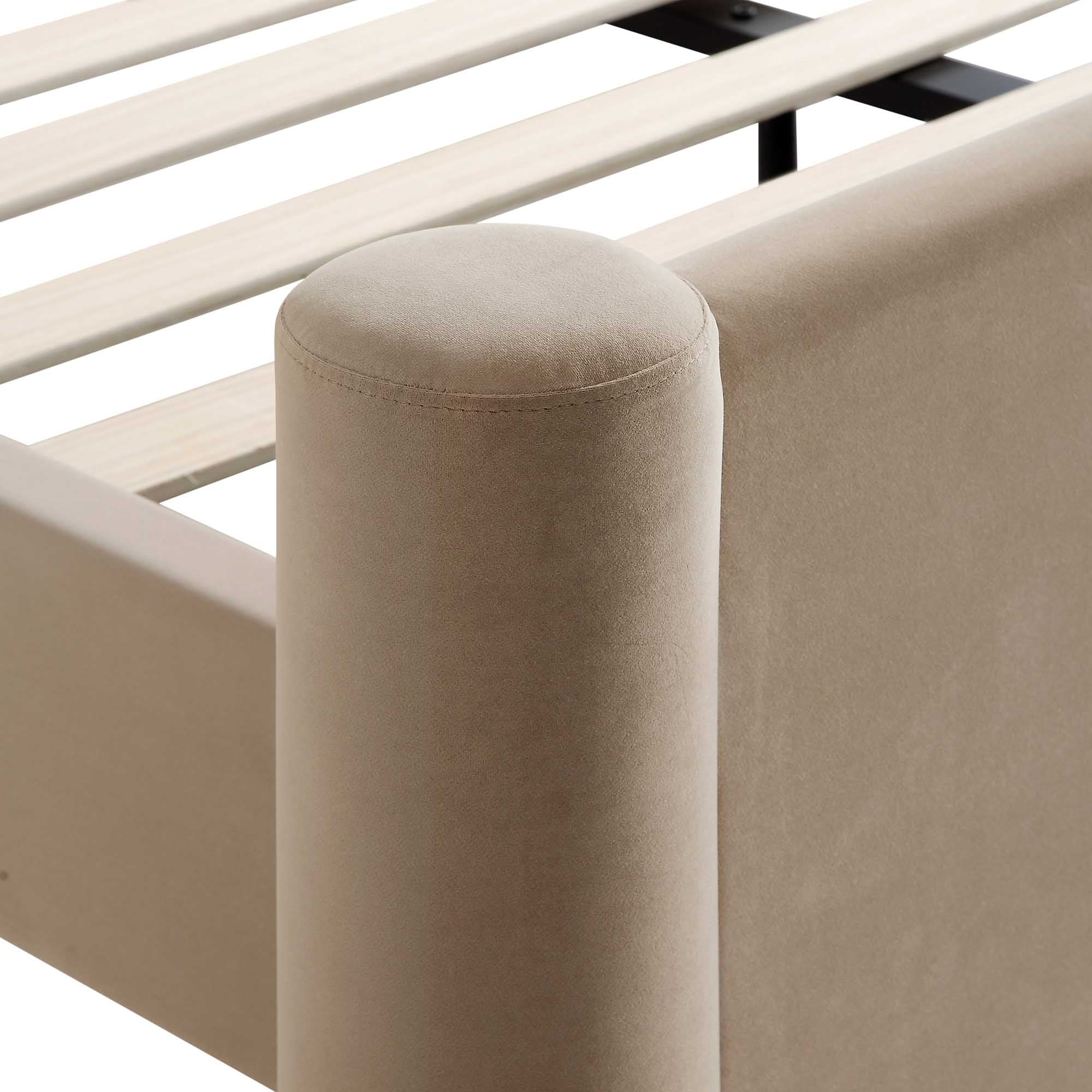 Galerie Taupe Velvet Pillar Upholstered Bed - Image 13