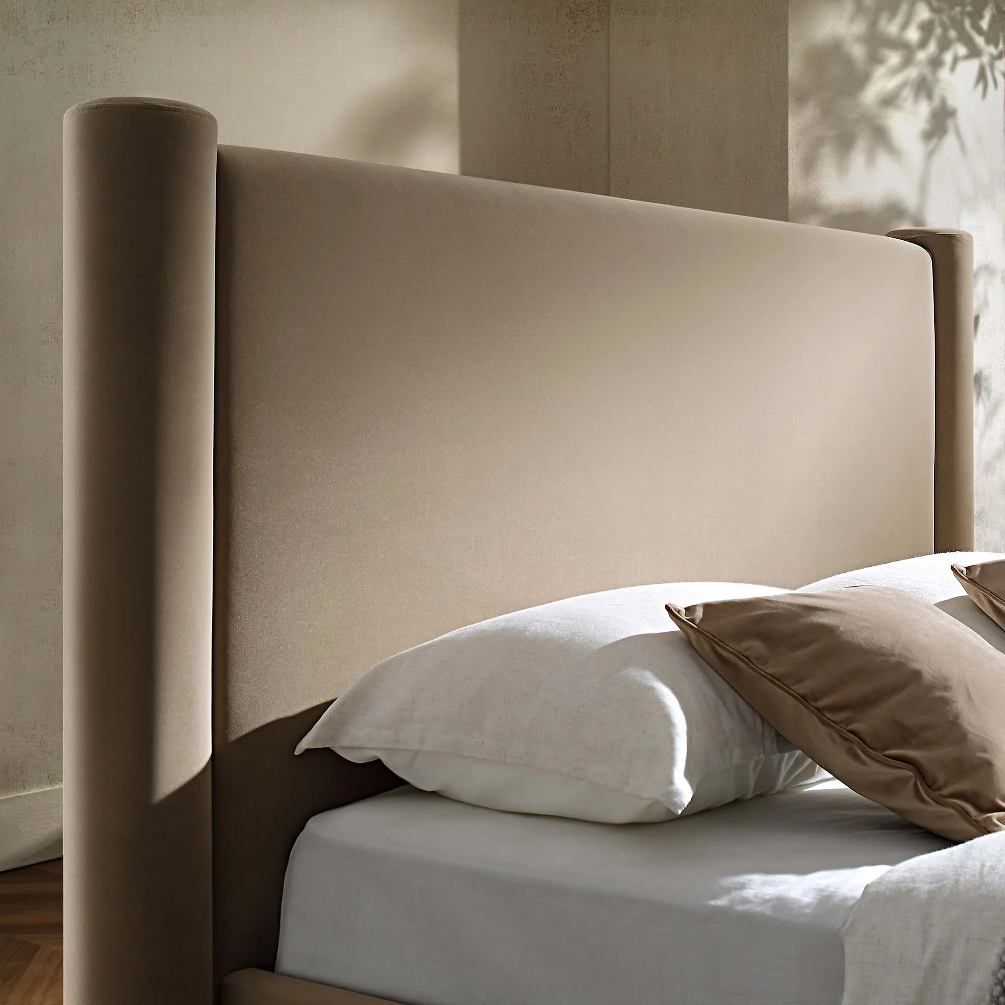 Galerie Taupe Velvet Pillar Upholstered Bed - Image 3