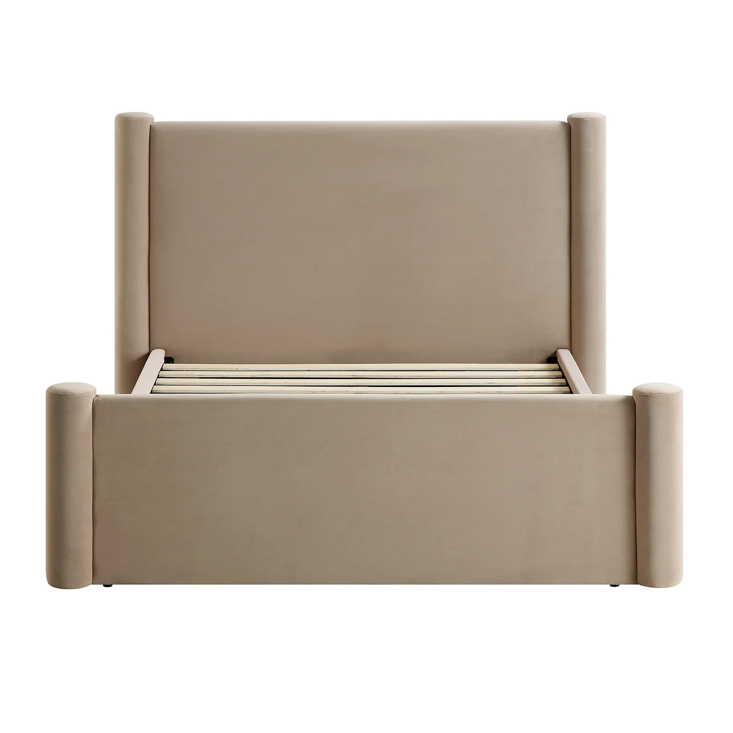 Galerie Taupe Velvet Pillar Upholstered Bed - Image 4