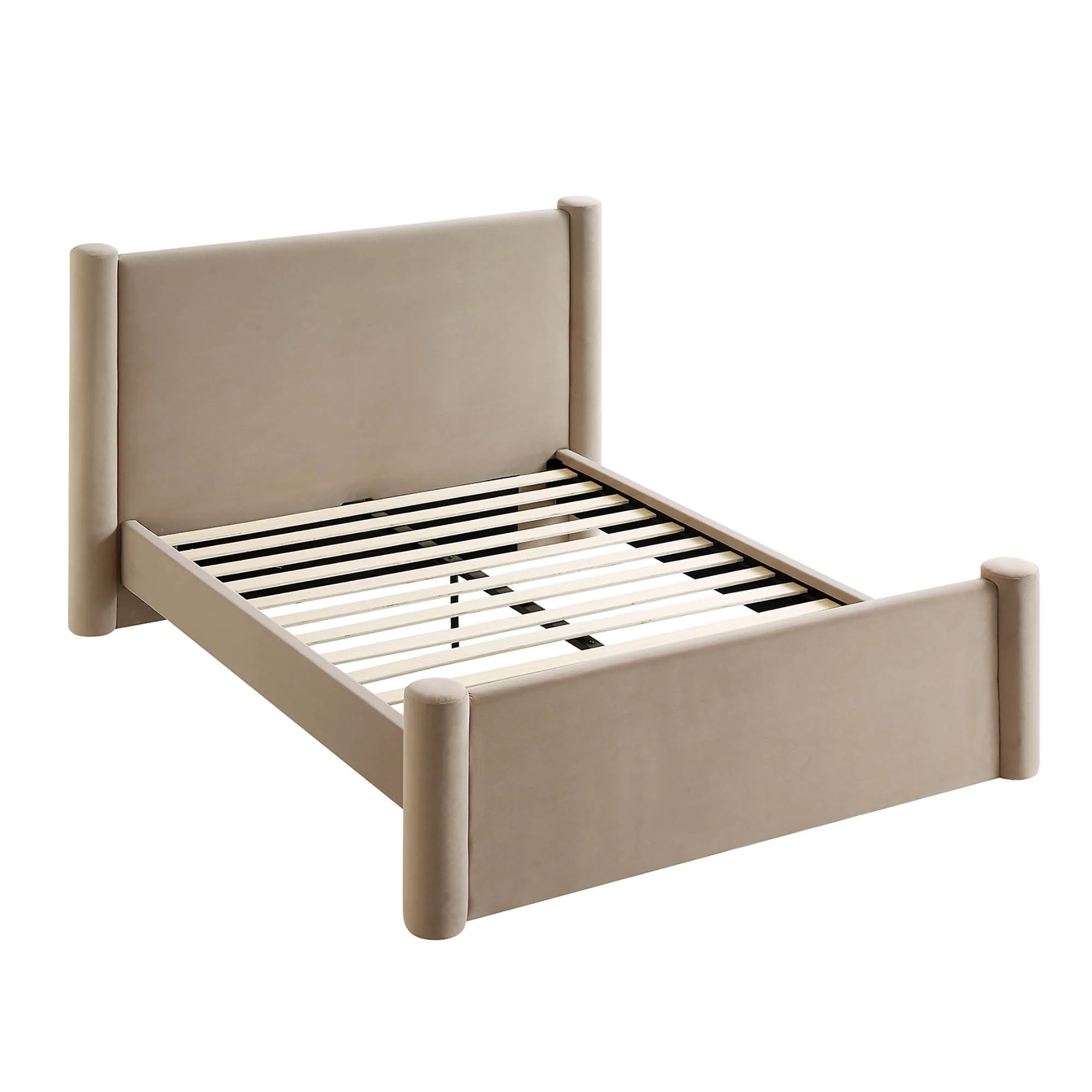 Galerie Taupe Velvet Pillar Upholstered Bed - Image 7
