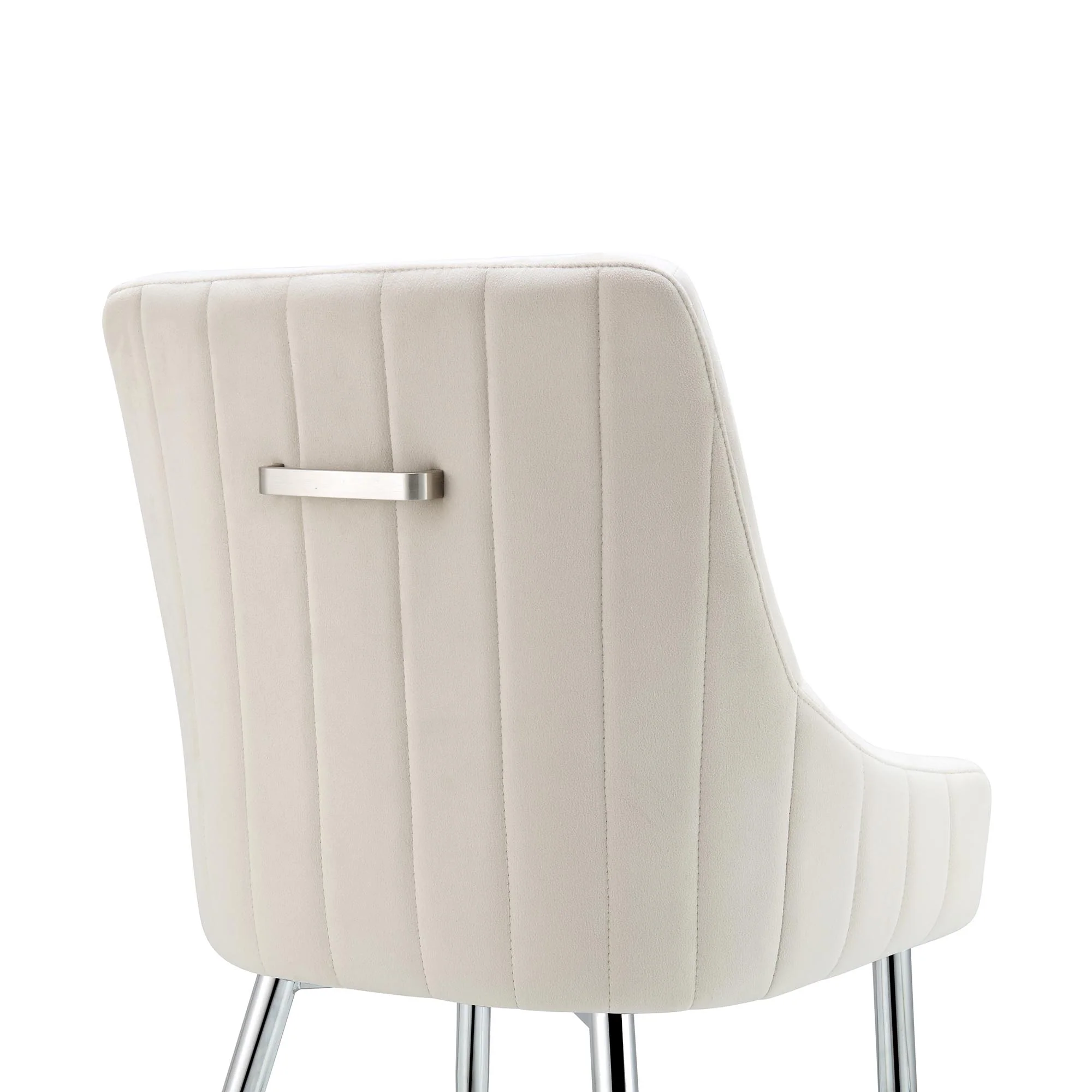 Garnet Set of 2 Champagne Velvet Upholstered Dining Chairs with Back Handle - Image 12