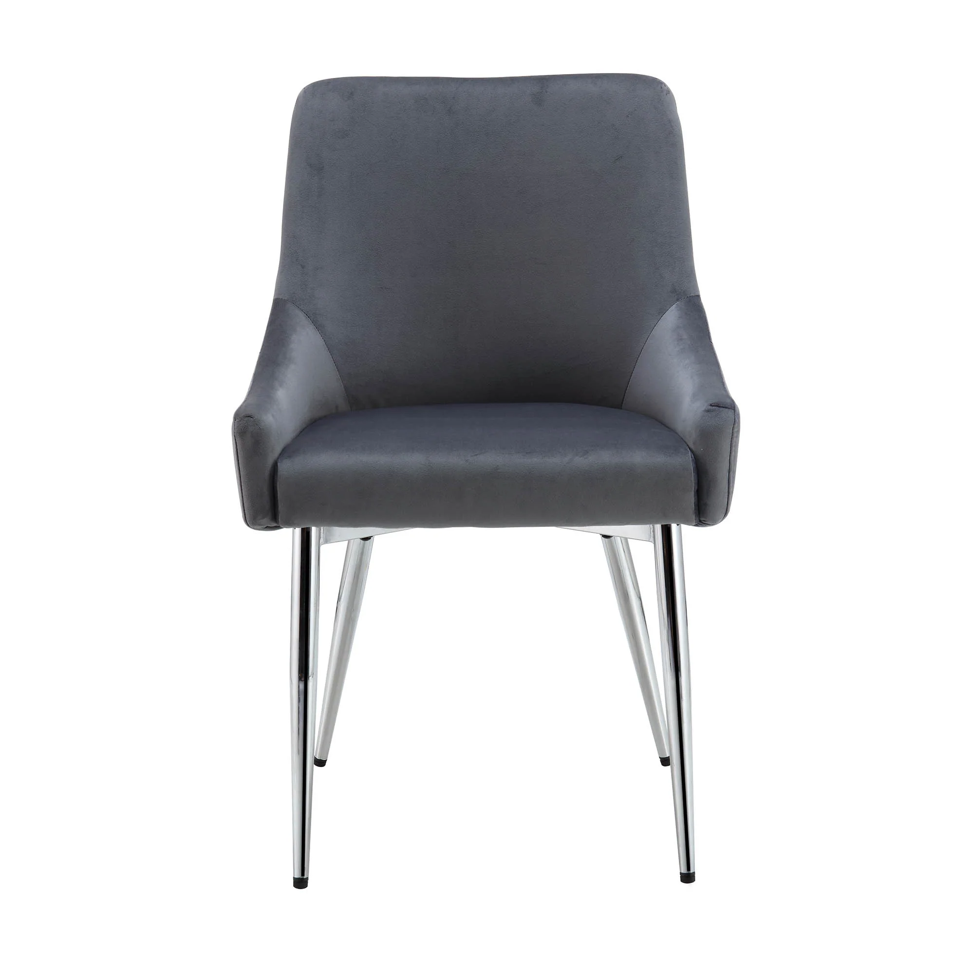 Garnet Set of 2 Dark Grey Velvet Upholstered Dining Chairs with Back Handle - Image 5