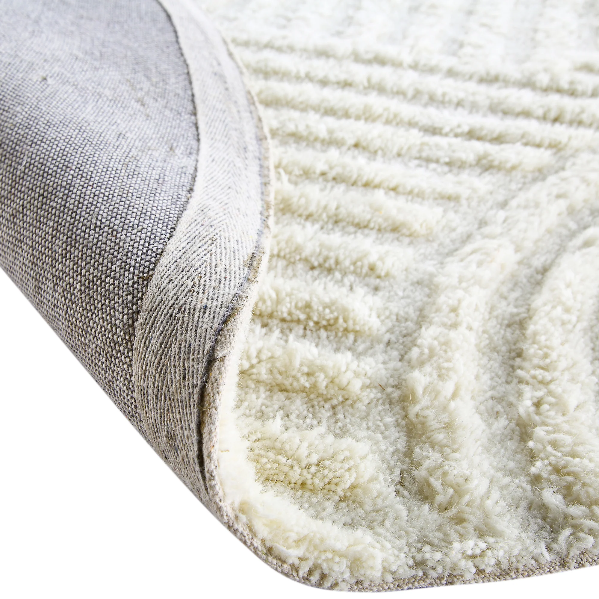 Geo Curve Cream Hand Tufted New Zealand Wool Round Rug - Image 6