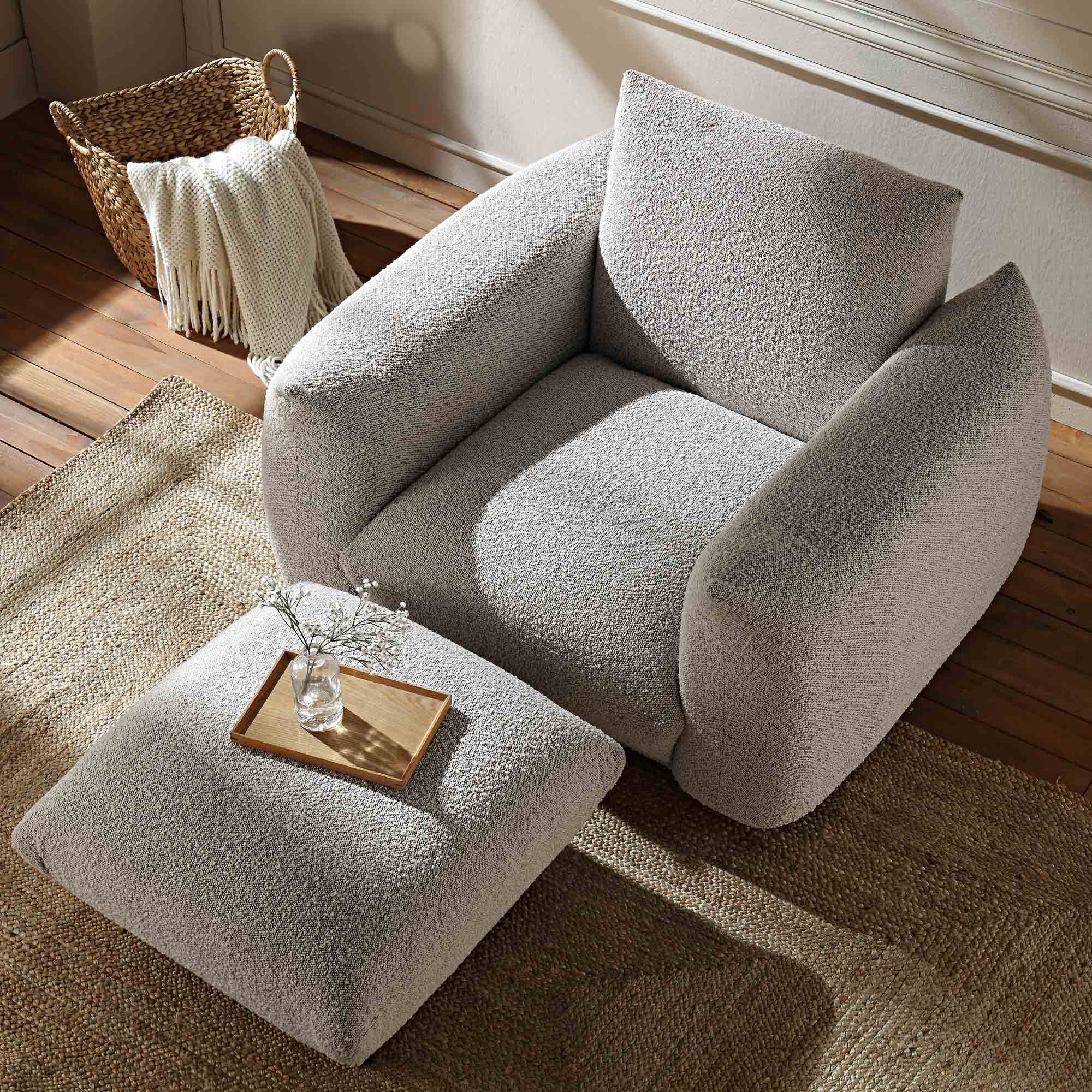 Gianni Armchair, Mist Grey Boucle - Image 4