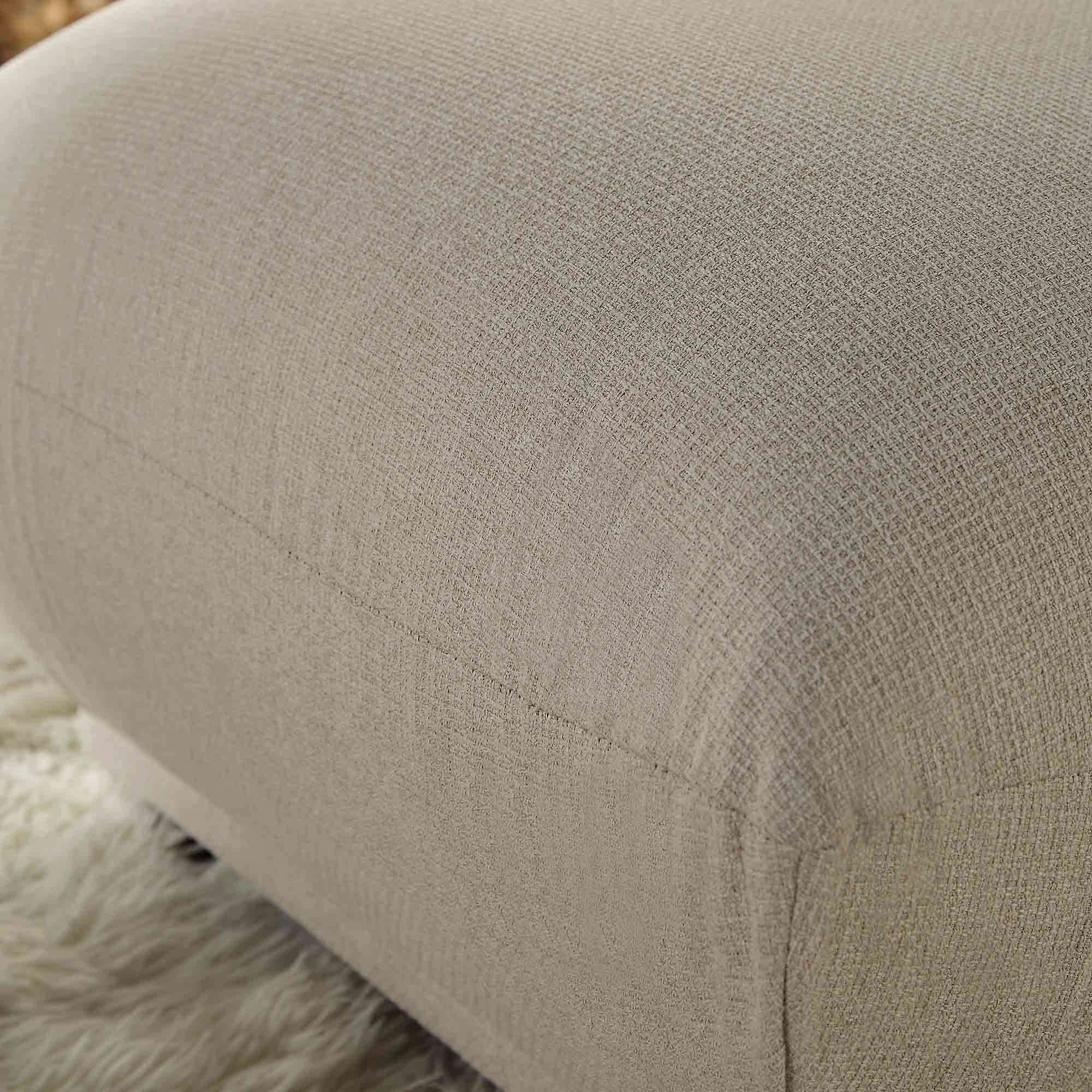 Gianni Pouffe, Beige Woven Fabric - Image 2