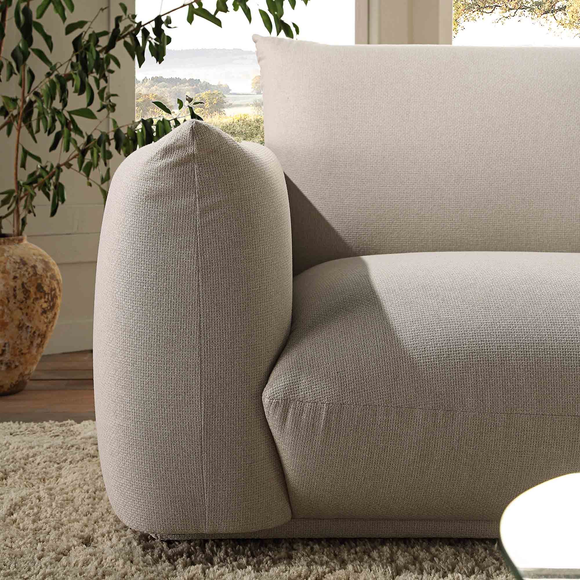 Gianni Two Seater Sofa, Beige Woven Fabric - Image 3