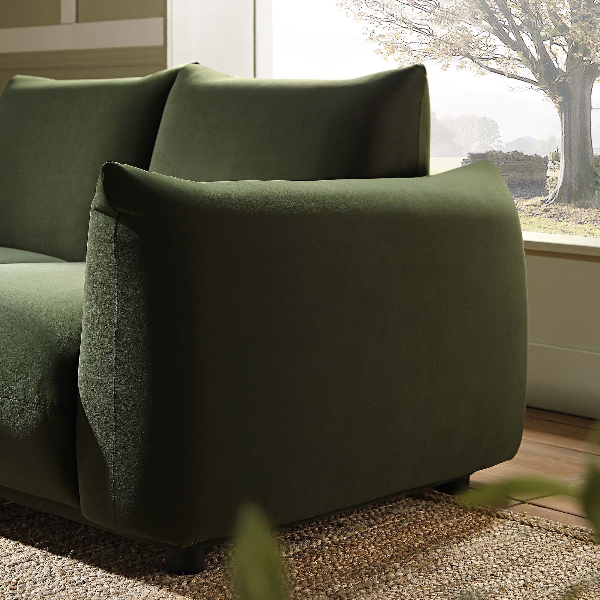 Gianni Two Seater Sofa, Moss Green Velvet - Image 3
