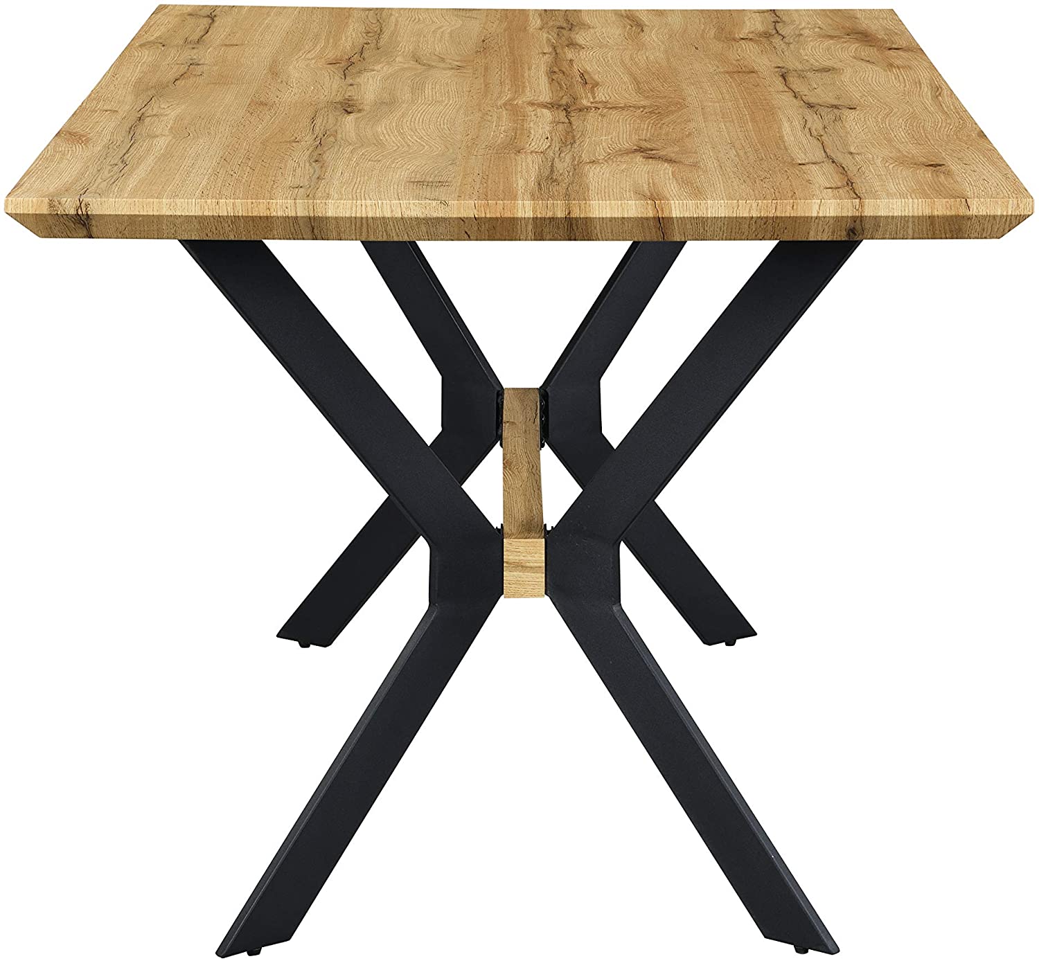 Granby Wotan Oak Effect 140cm Dining Table with Geometric Metal Legs - Image 6