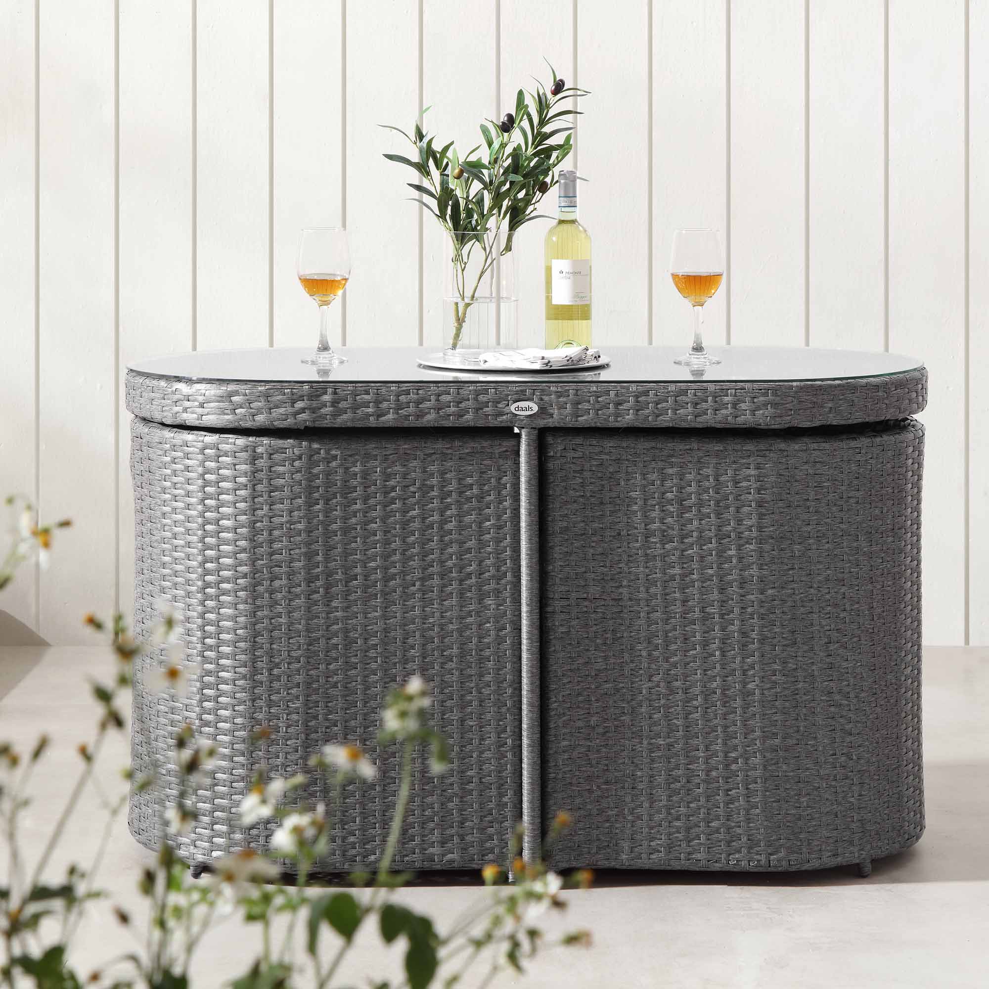 Granchester Rattan Balcony Bistro Set, Grey - Image 2