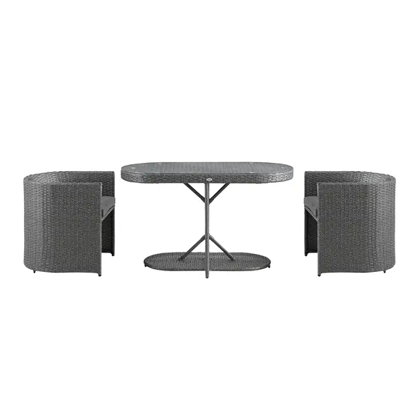 Granchester Rattan Balcony Bistro Set, Grey - Image 4