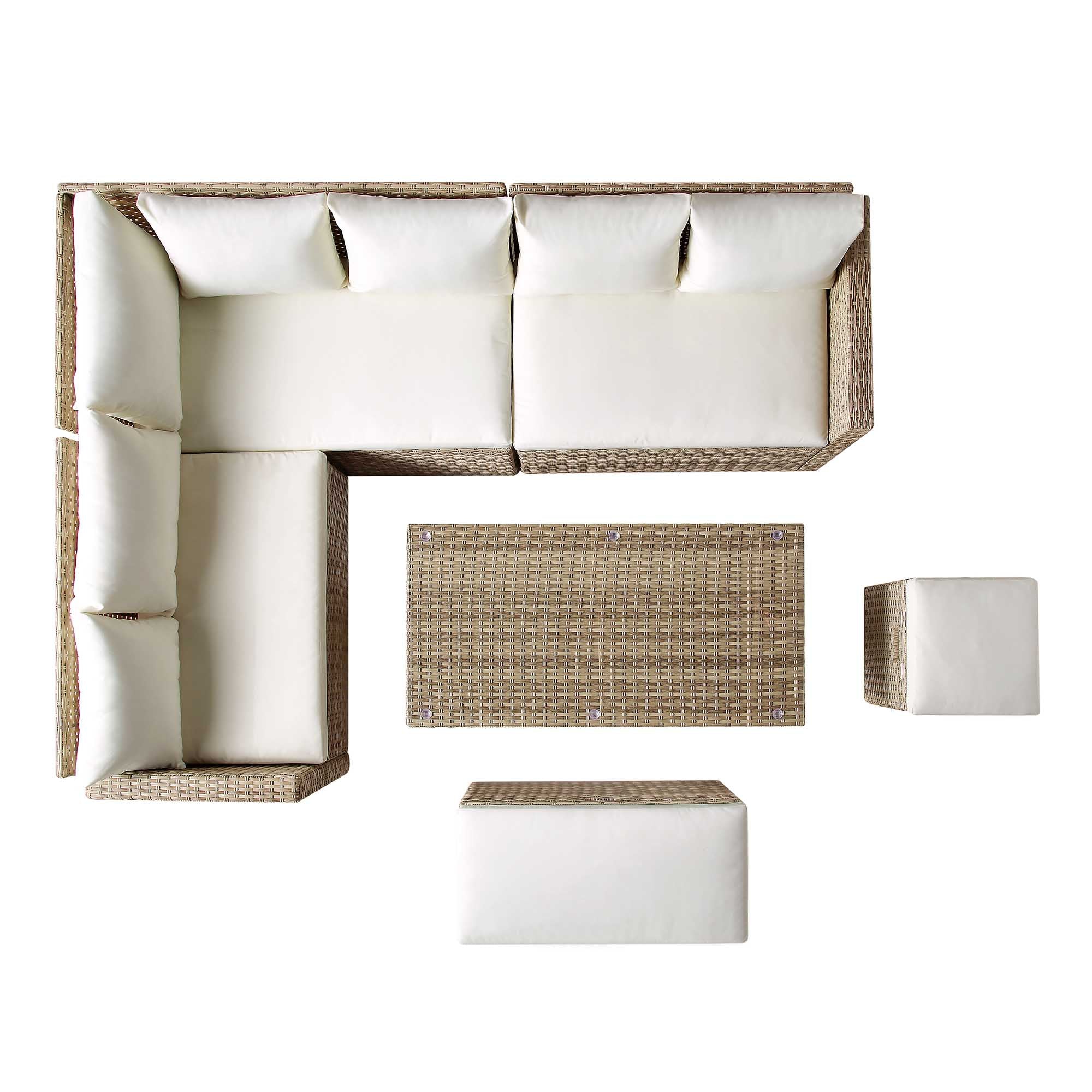 Granchester Rattan Rectangular Corner Dining Sofa Set with Rising Table, Natural - Image 10