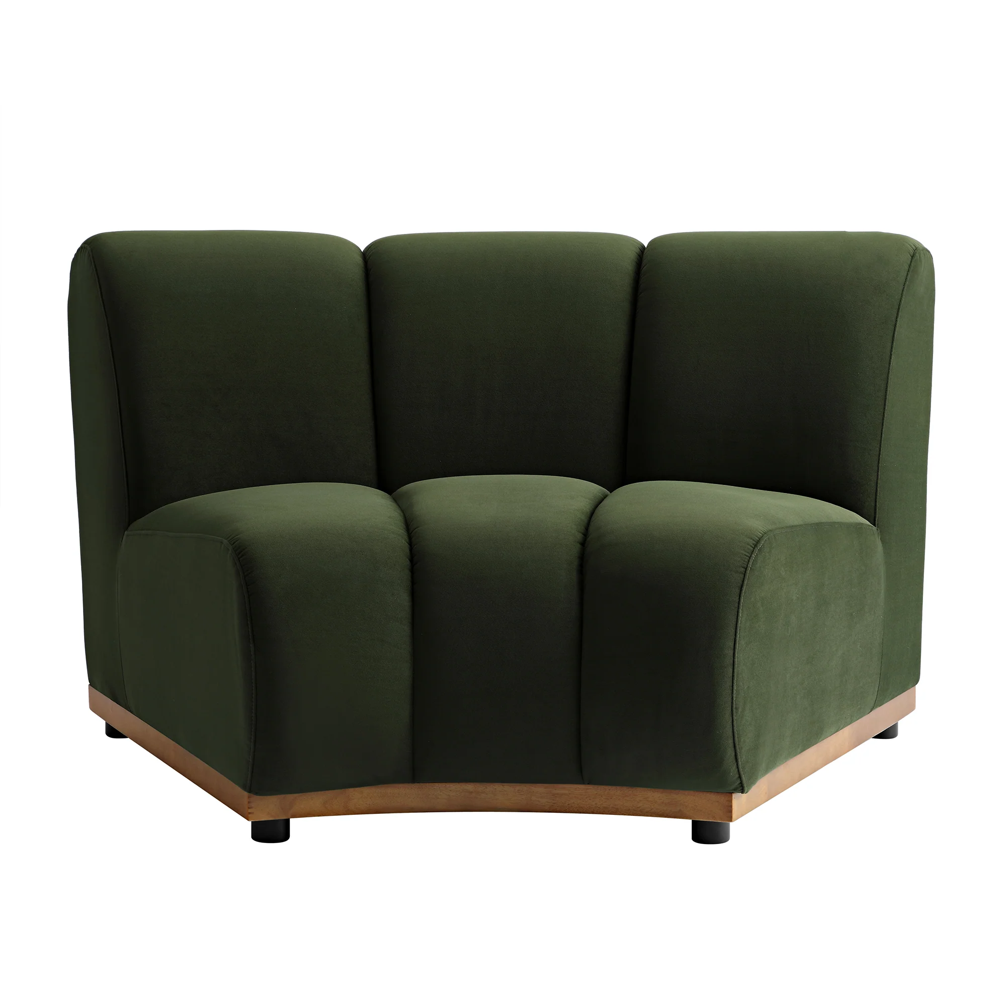 Granvia Moss Green Velvet Modular Sofa, 1-Seater Curved Sofa - Image 5
