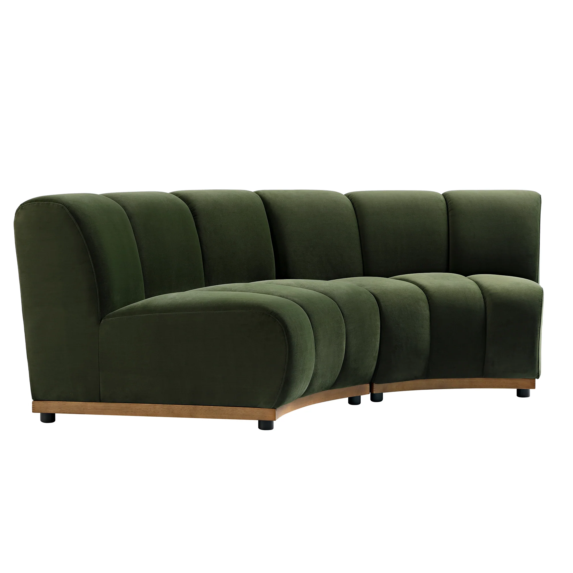 Granvia Moss Green Velvet Modular Sofa, 2-Seater Curved Sofa - Image 8
