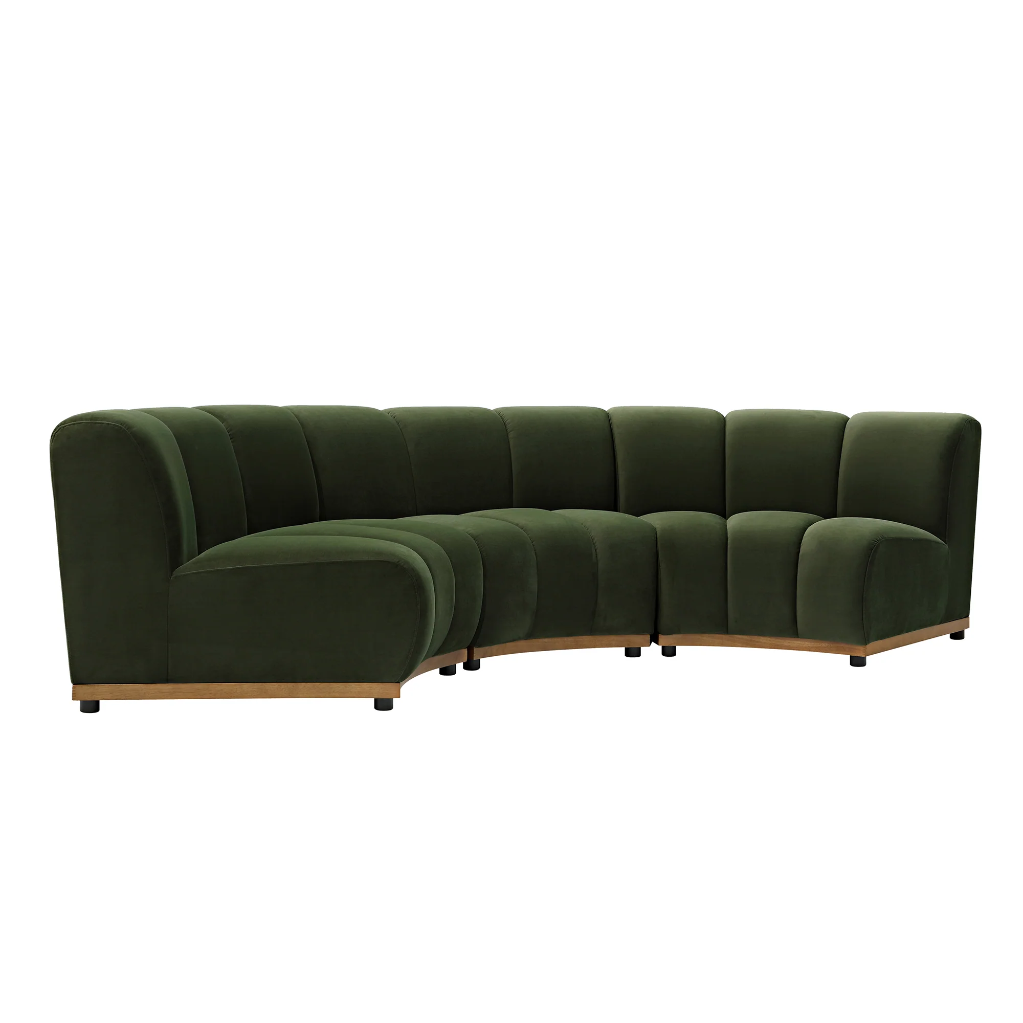 Granvia Moss Green Velvet Modular Sofa, 3-Seater Curved Sofa - Image 9
