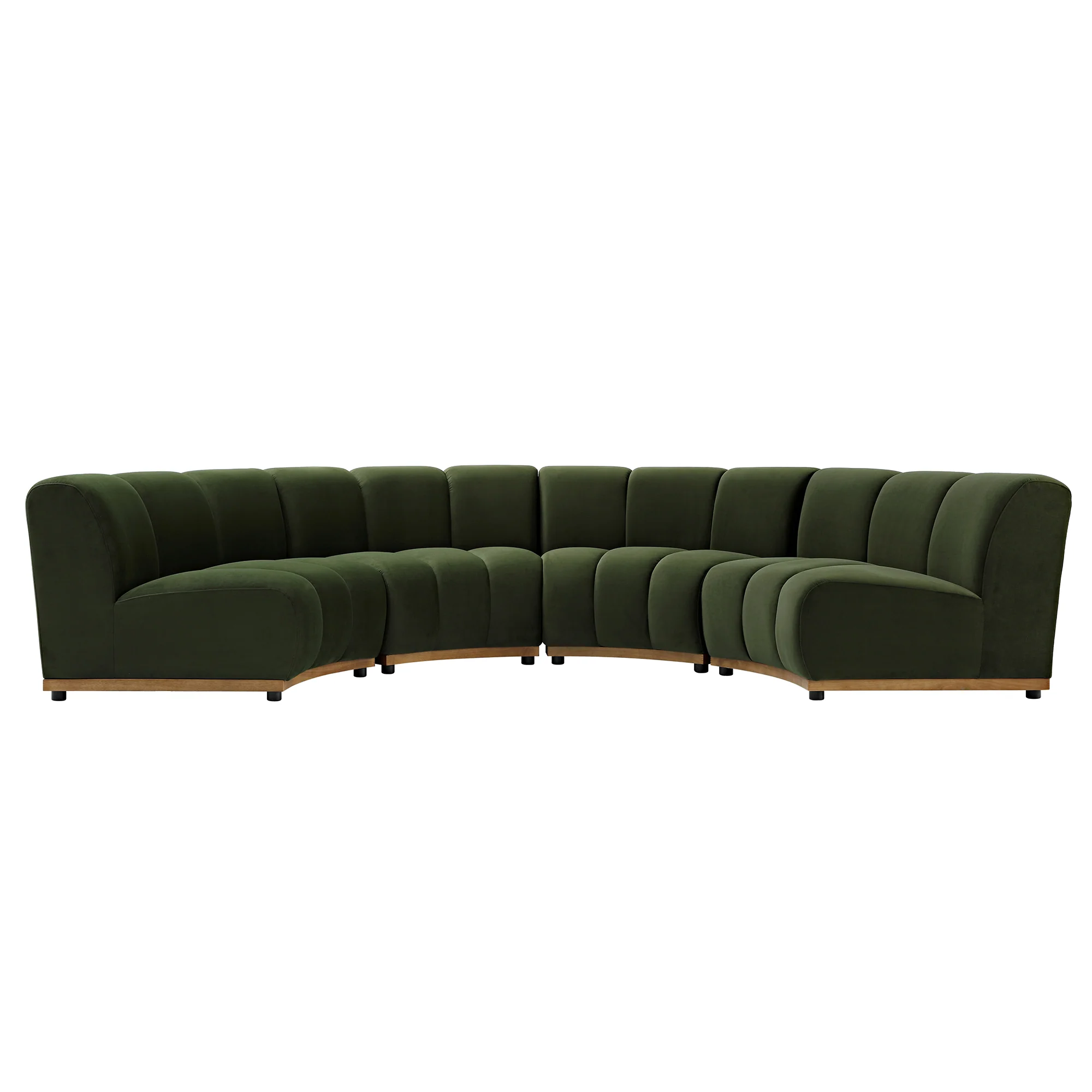 Granvia Moss Green Velvet Modular Sofa, 4-Seater Half Circle Sofa - Image 5