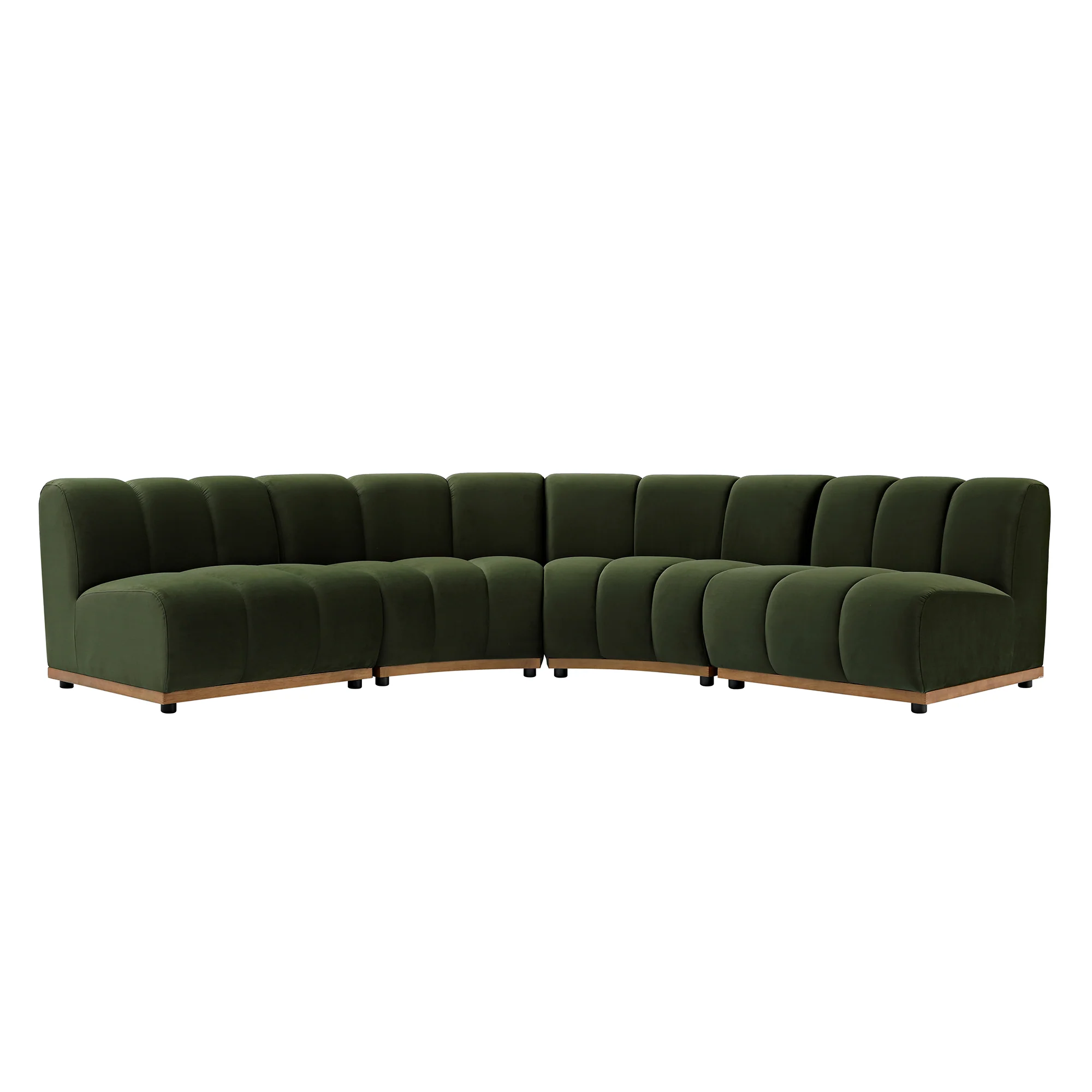 Granvia Moss Green Velvet Modular Sofa, 4-Seater Large Corner Sofa - Image 2