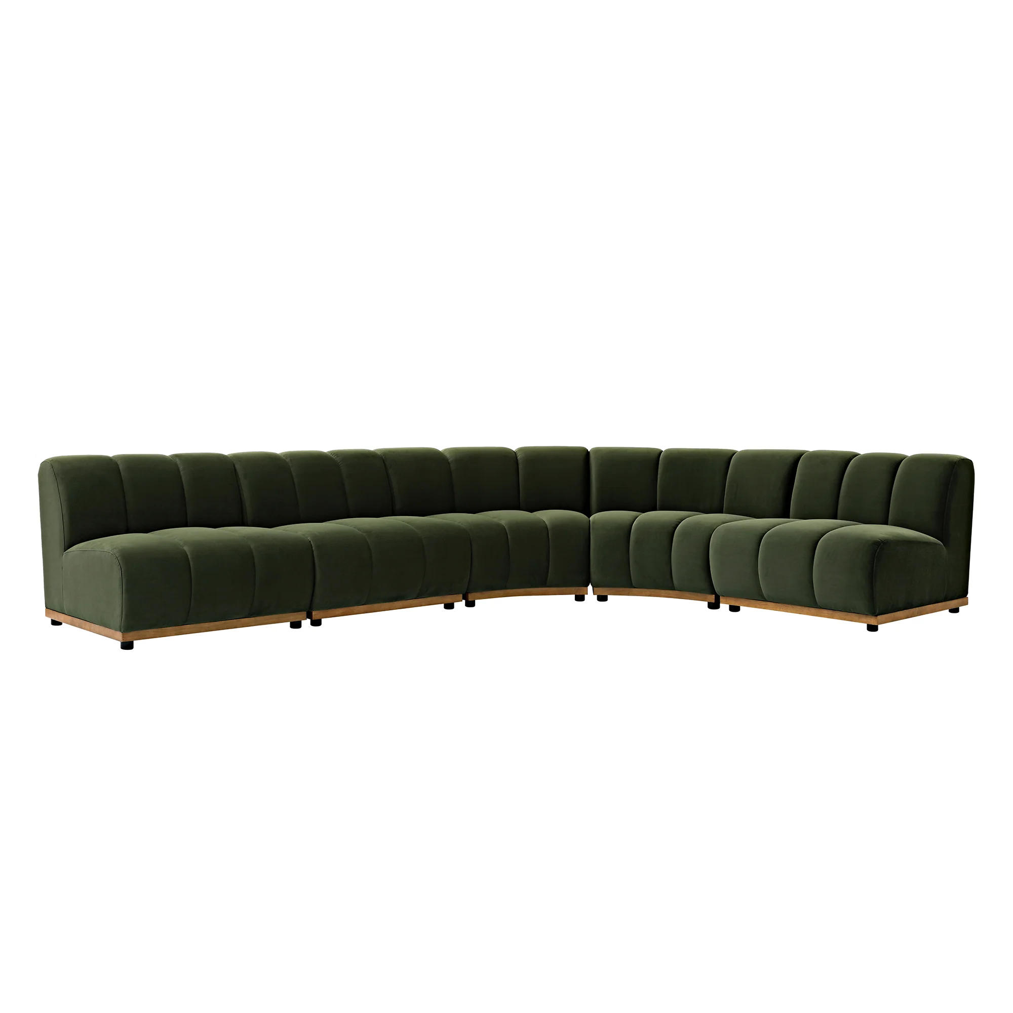 Granvia Moss Green Velvet Modular Sofa, 5-Seater Grand L-Shaped Sofa - Image 4