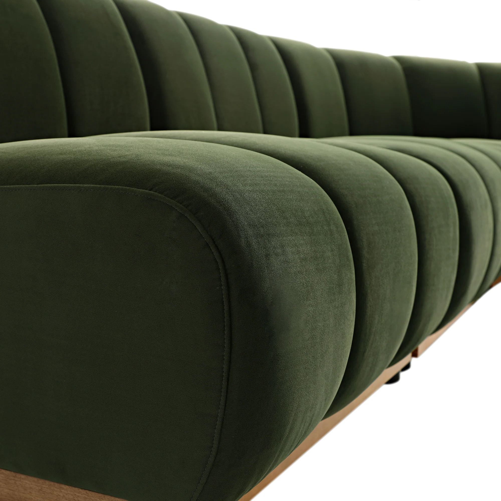 Granvia Moss Green Velvet Modular Sofa, 5-Seater Grand L-Shaped Sofa - Image 8