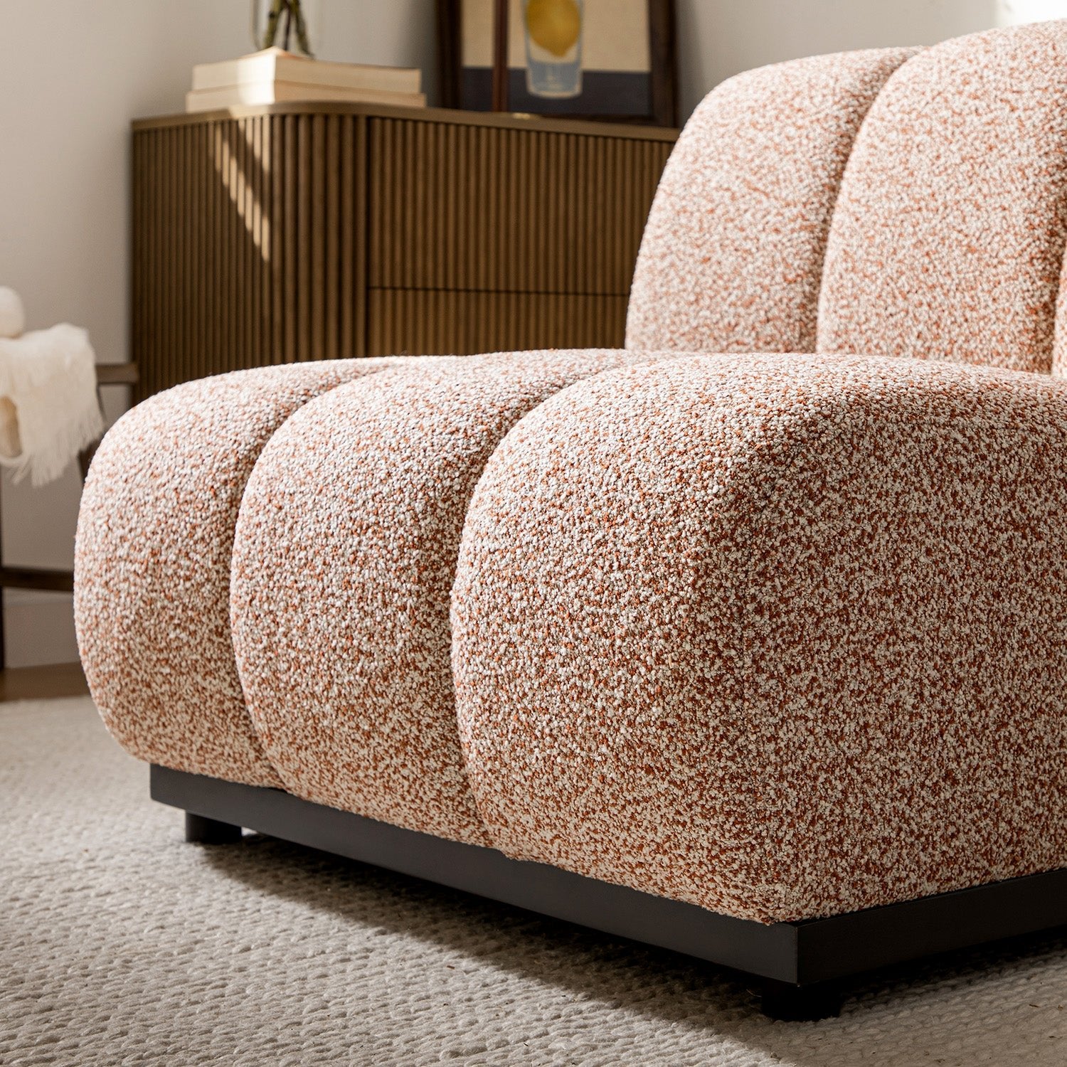Granvia Musk Blush Boucle Modular Sofa, 1-Seater Armless Sofa - Image 5