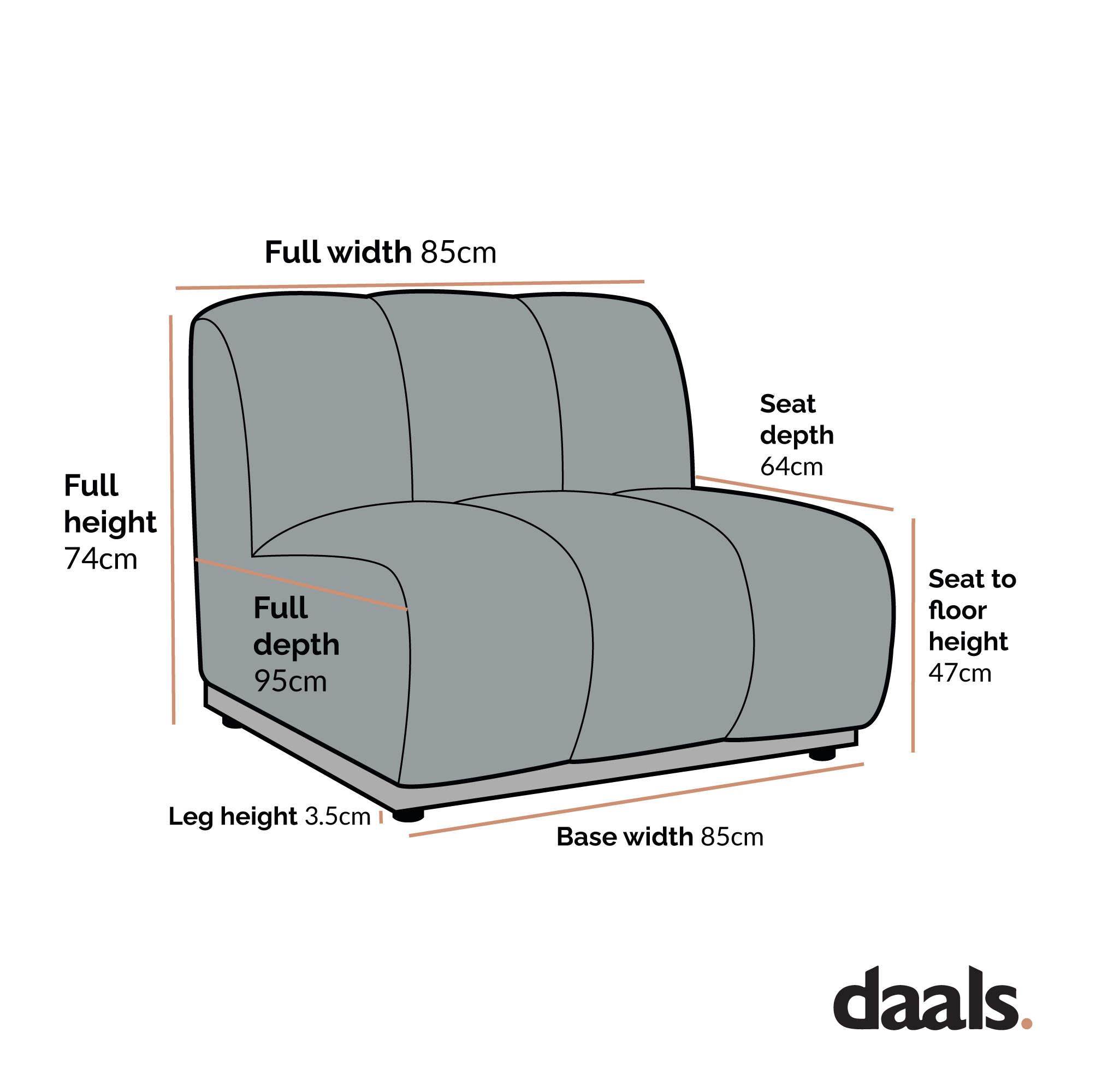 Granvia Ecru Boucle Modular Sofa, 1-Seater Armless Sofa - Image 6