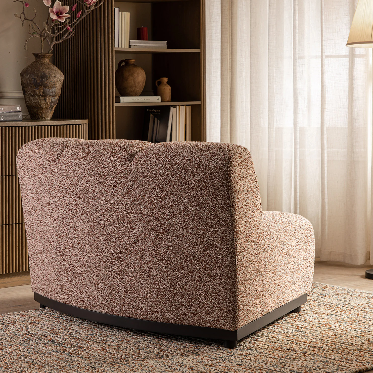 Granvia Musk Blush Boucle Modular Sofa, 1-Seater Curved Sofa - Image 5