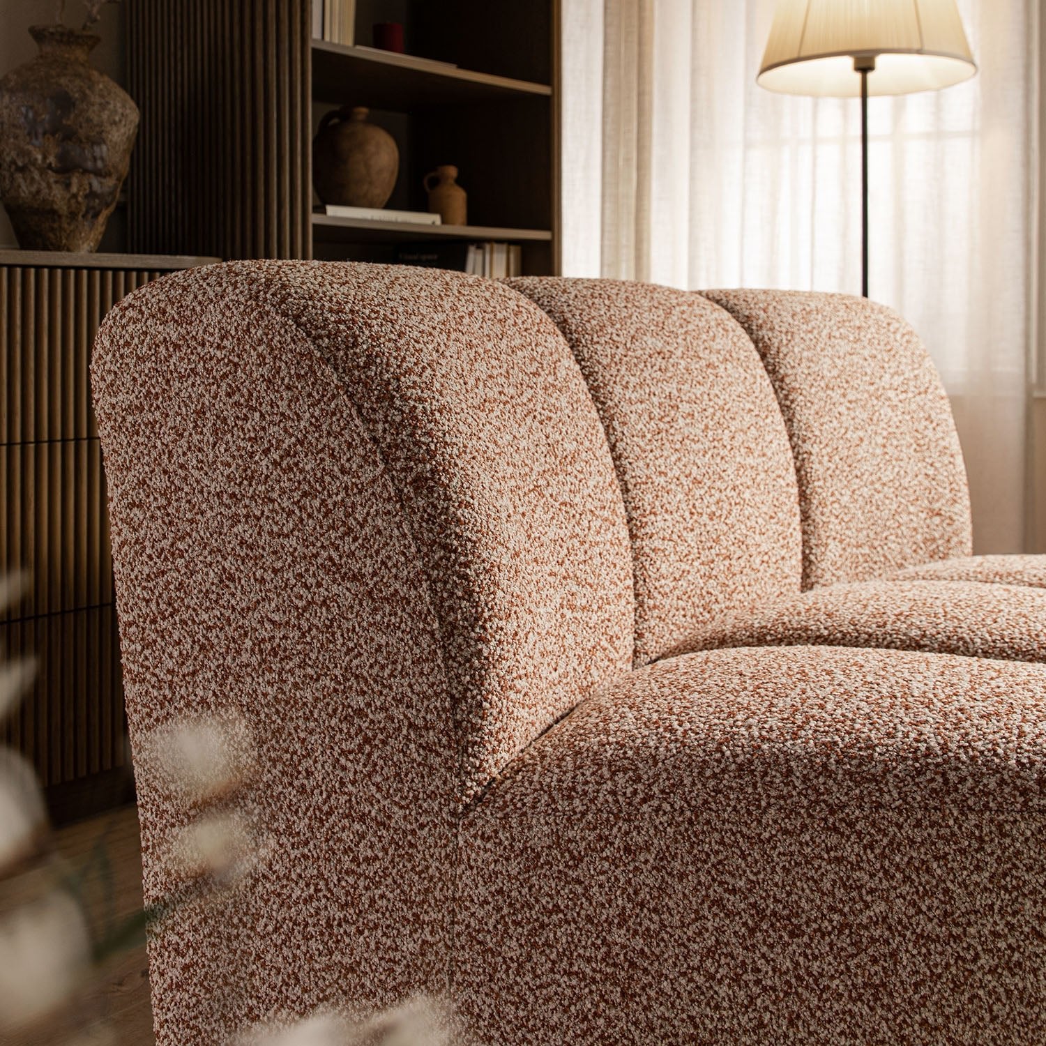 Granvia Musk Blush Boucle Modular Sofa, 1-Seater Curved Sofa - Image 7