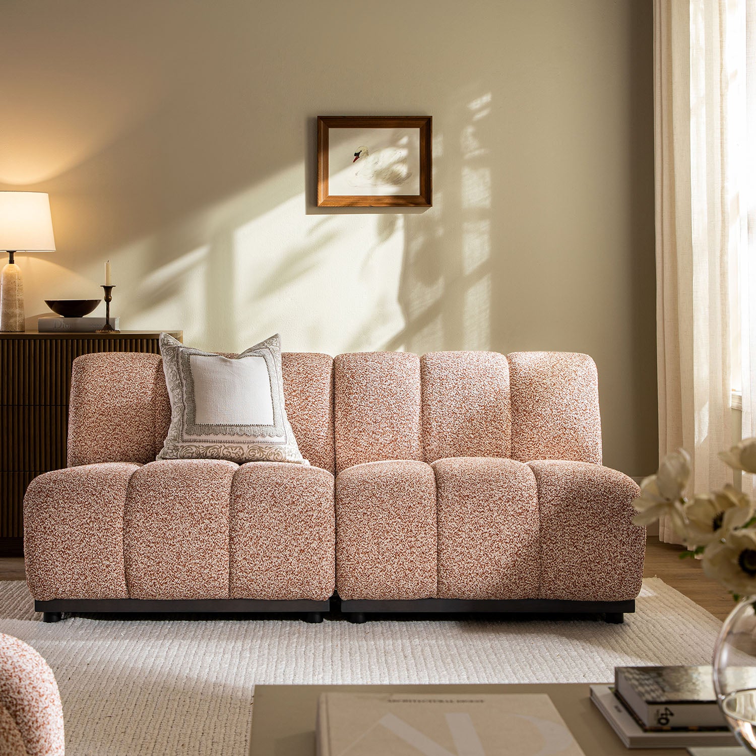 Granvia Musk Blush Boucle Modular Sofa, 2-Seater Sofa - Image 2