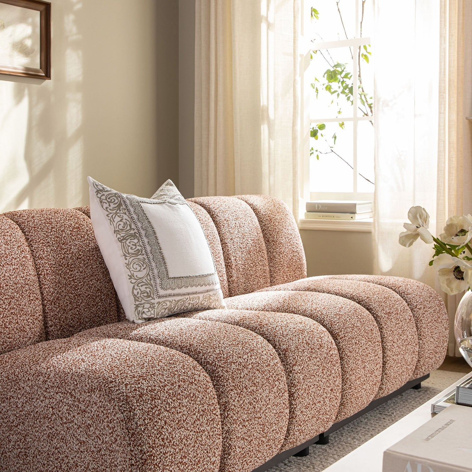 Granvia Musk Blush Boucle Modular Sofa, 2-Seater Sofa - Image 4