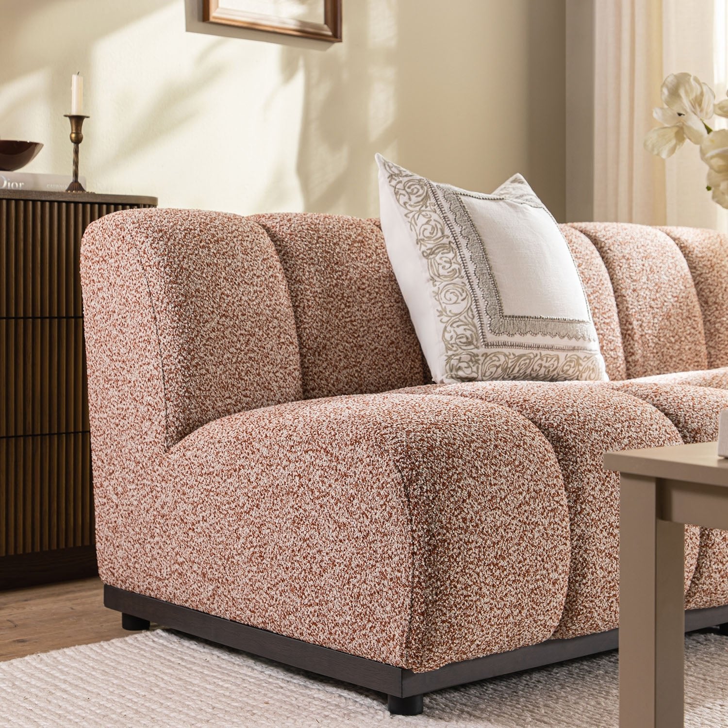 Granvia Musk Blush Boucle Modular Sofa, 2-Seater Sofa - Image 5