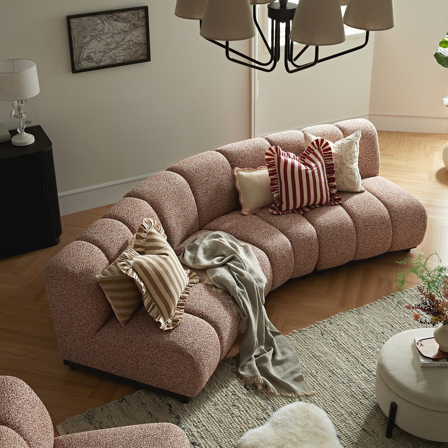 Granvia Musk Blush Boucle Modular Sofa, 3-Seater Corner Sofa - Image 2