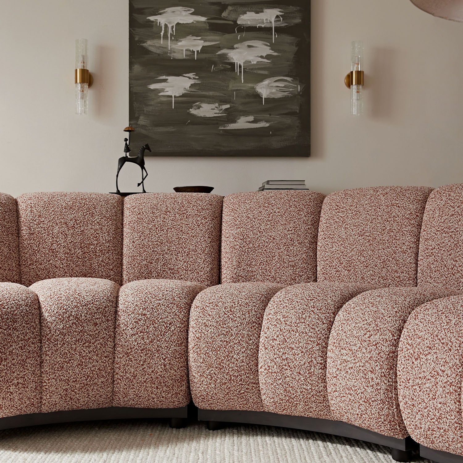 Granvia Musk Blush Boucle Modular Sofa, 3-Seater Curved Sofa - Image 5