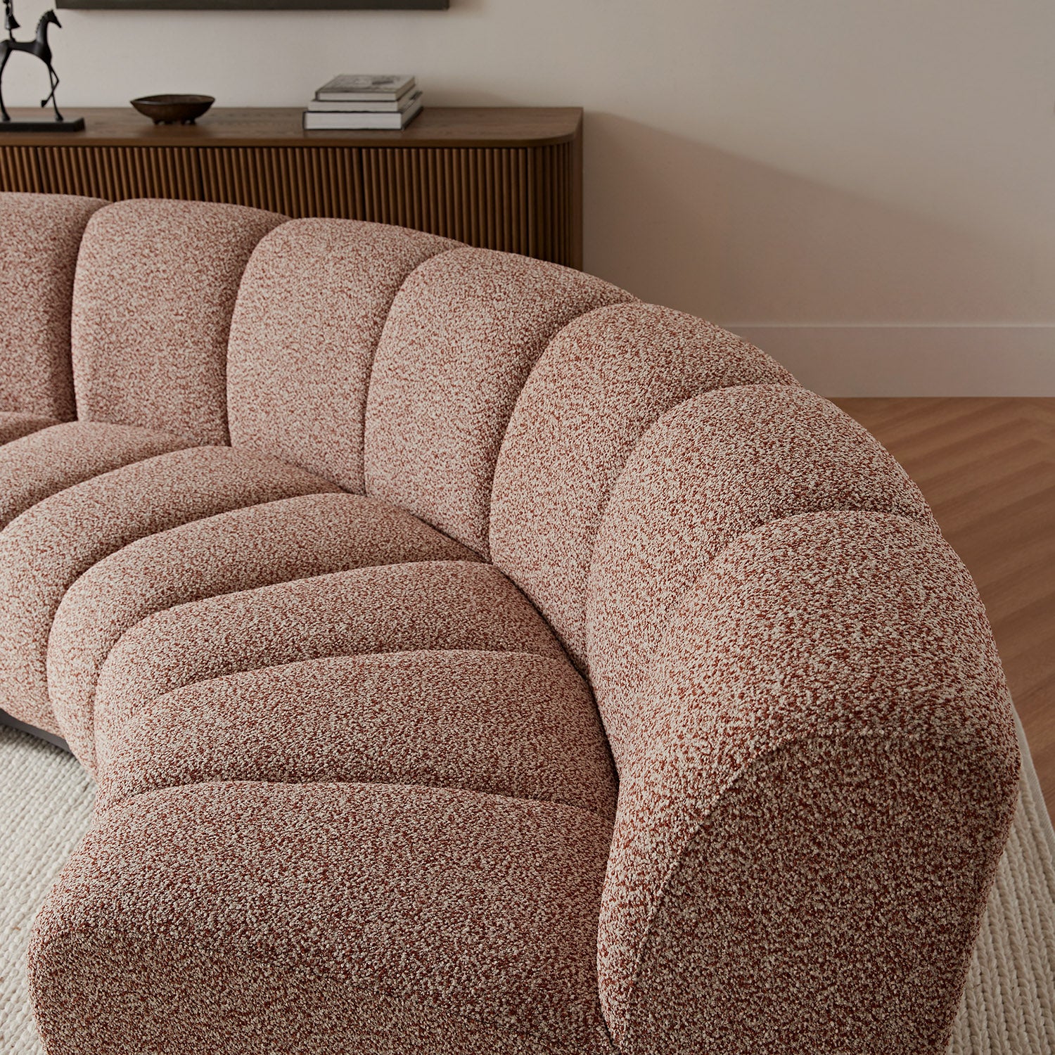 Granvia Musk Blush Boucle Modular Sofa, 3-Seater Curved Sofa - Image 6