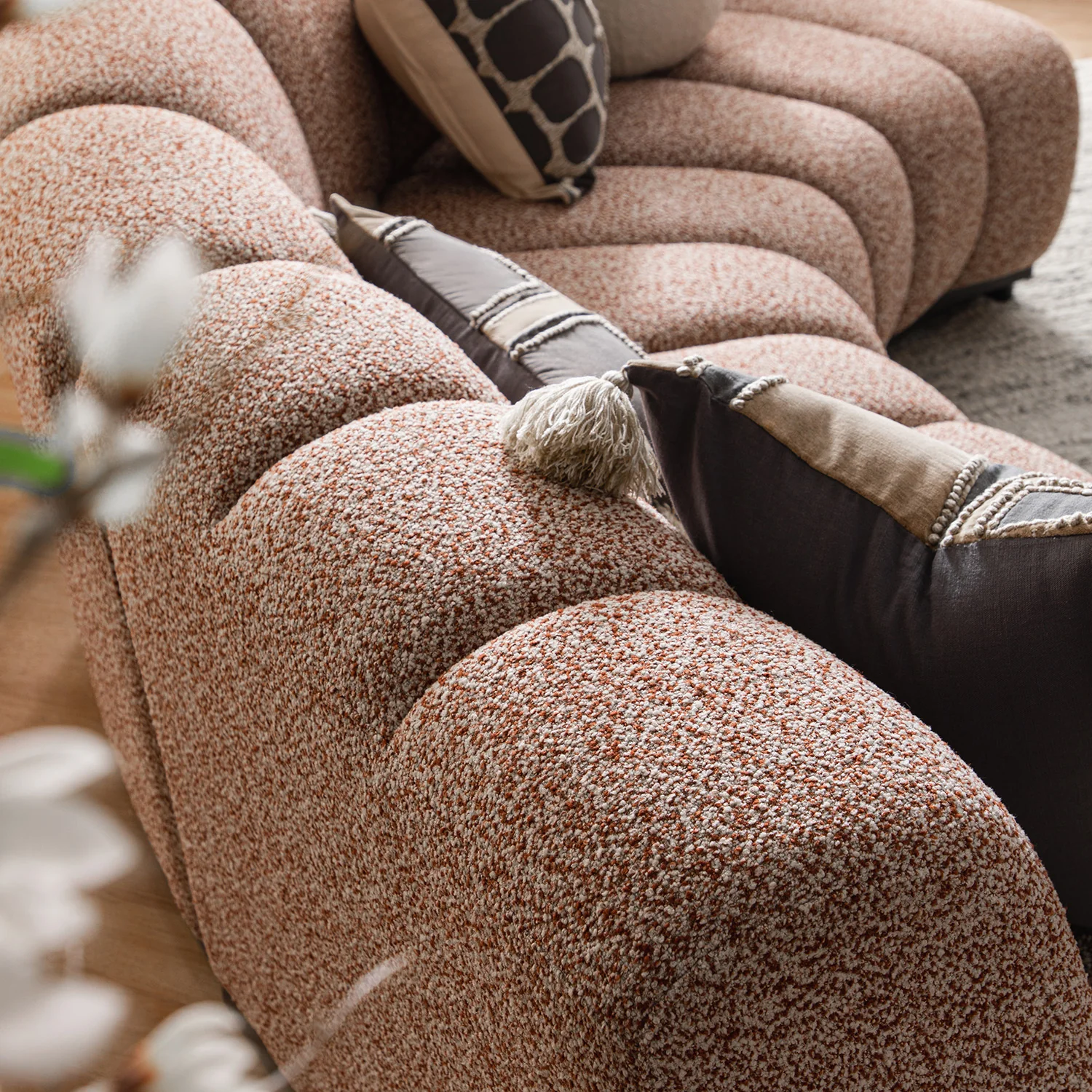 Granvia Musk Blush Boucle Modular Sofa, 3-Seater L-Shaped Sofa - Image 4