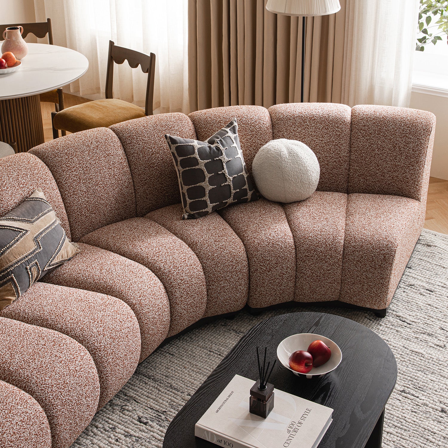 Granvia Musk Blush Boucle Modular Sofa, 3-Seater L-Shaped Sofa - Image 5