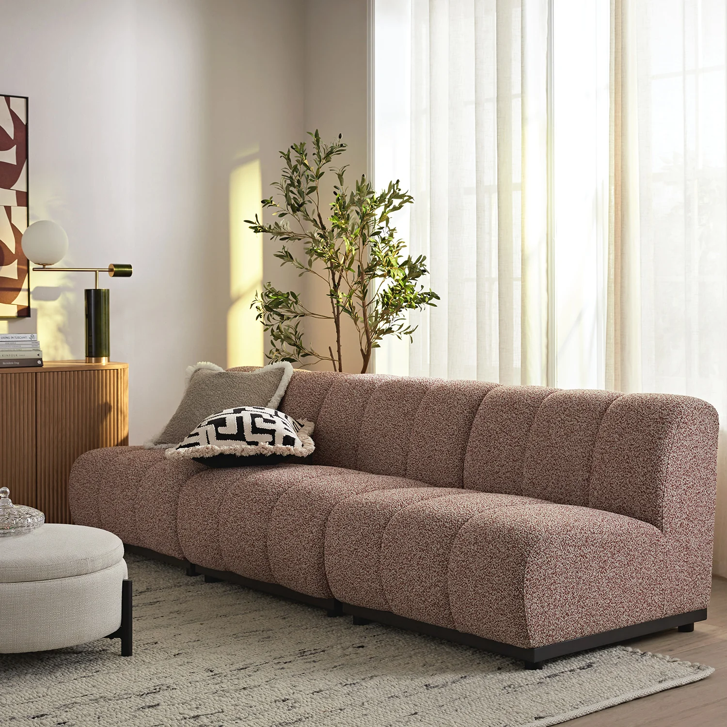 Granvia Musk Blush Boucle Modular Sofa, 3-Seater Sofa - Image 2