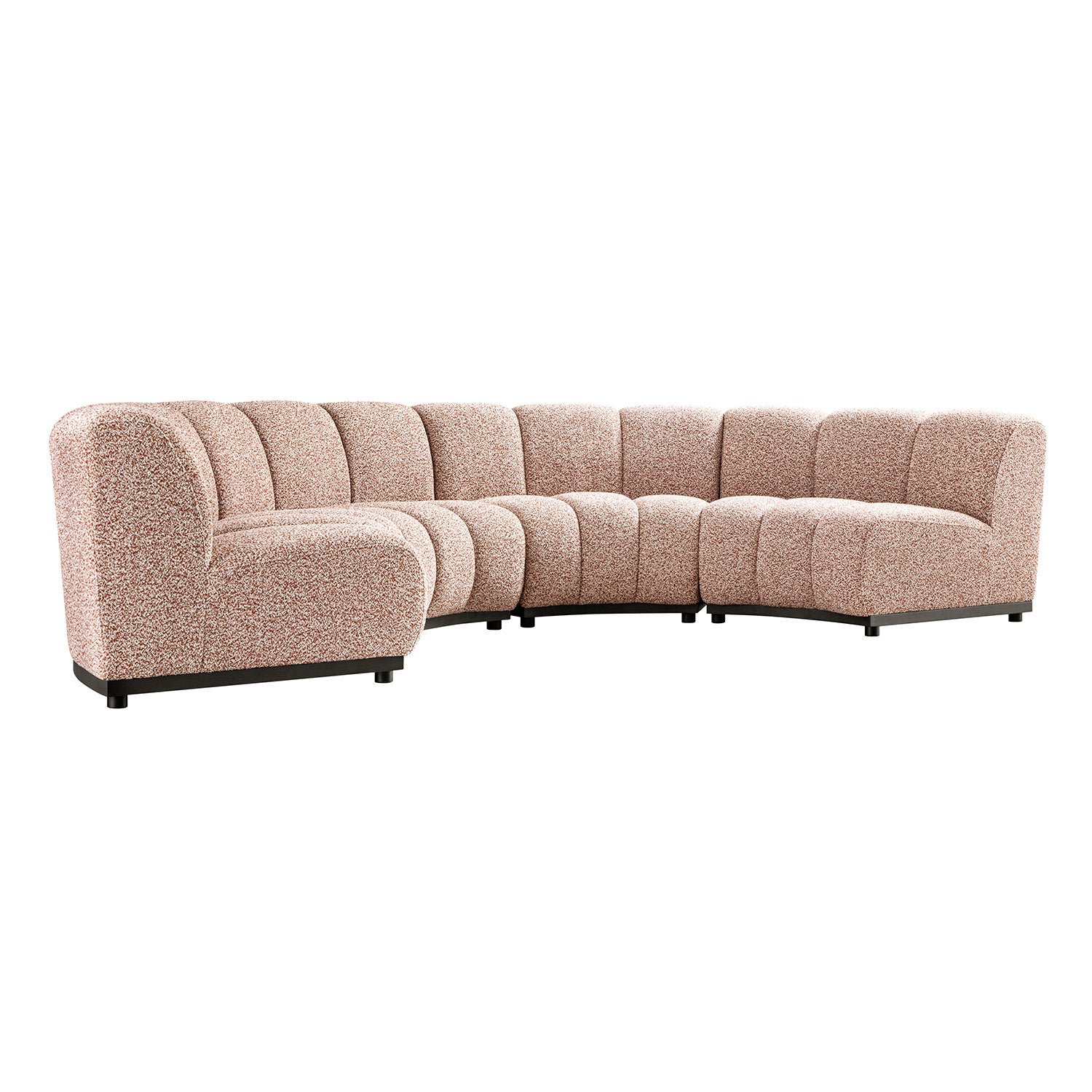 Granvia Musk Blush Boucle Modular Sofa, 4-Seater Half Circle Sofa - Image 5