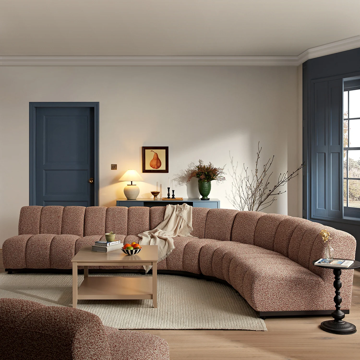 Granvia Musk Blush Boucle Modular Sofa, 5-Seater Grand L-Shaped Sofa - Image 3