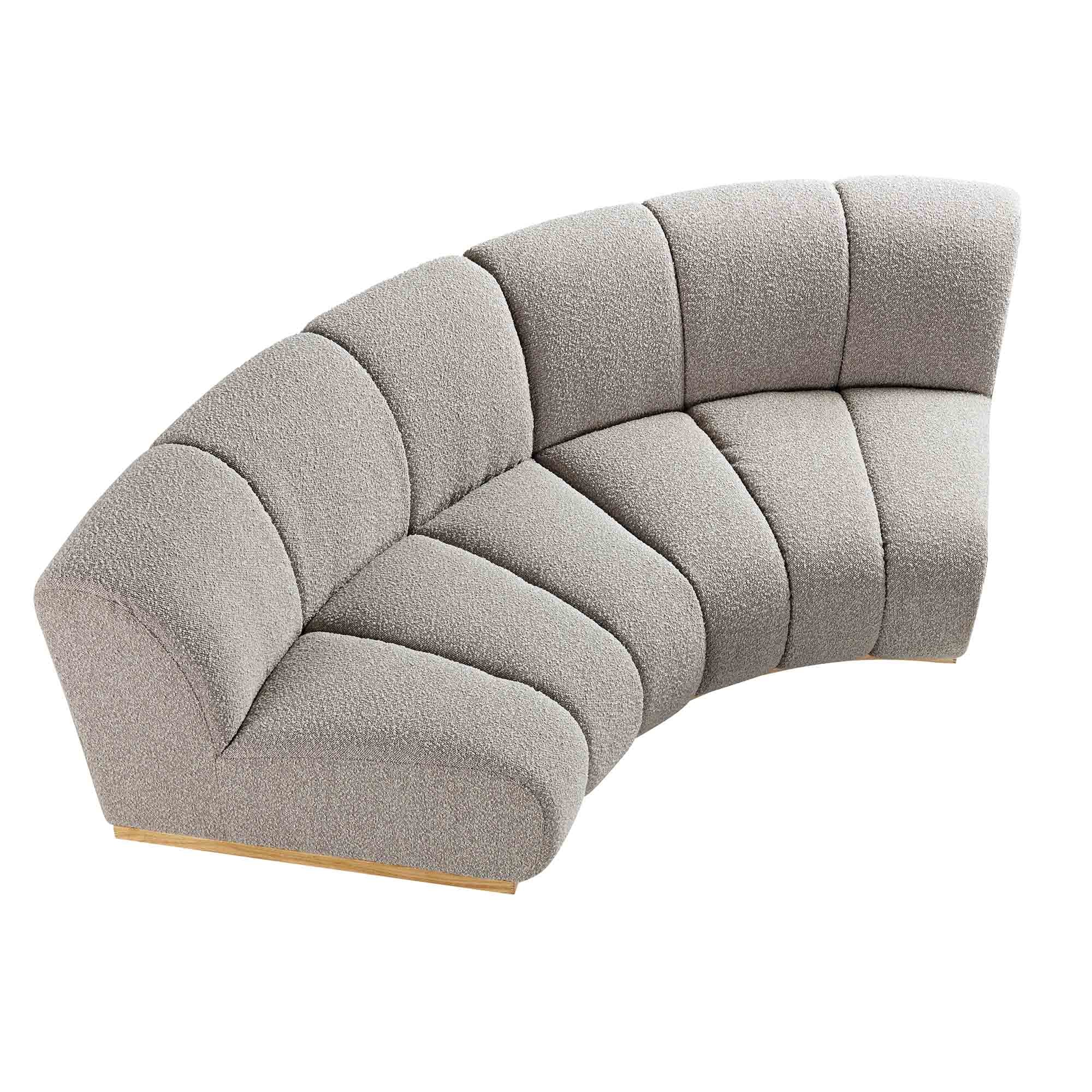 Granvia Taupe Boucle Modular Sofa, 2-Seater Curved Sofa - Image 4
